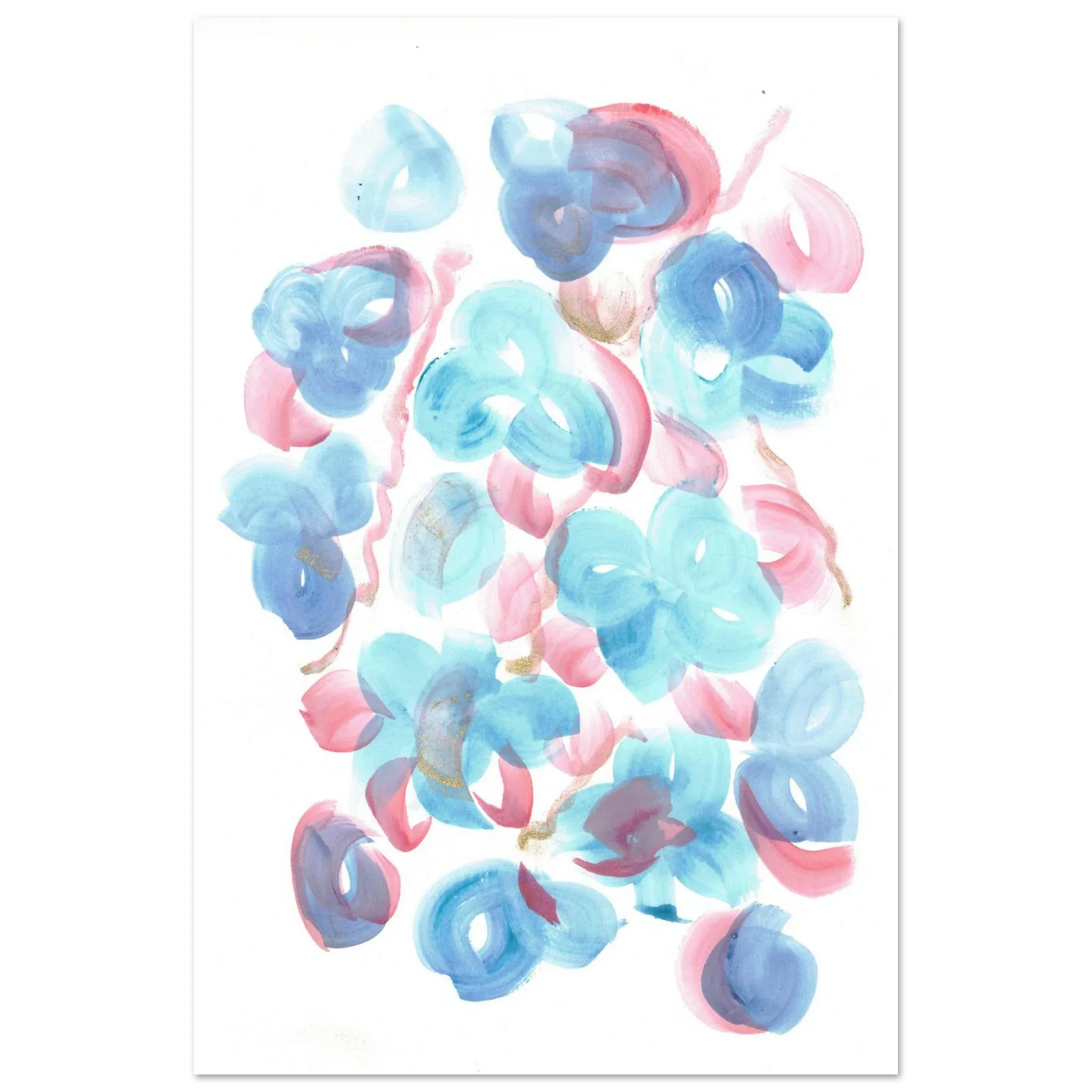 Abstract Floral Blush & Teal: Dreamy Watercolor Art Print on Premium Matte Paper - Laure Leprince - Artiste Peintre