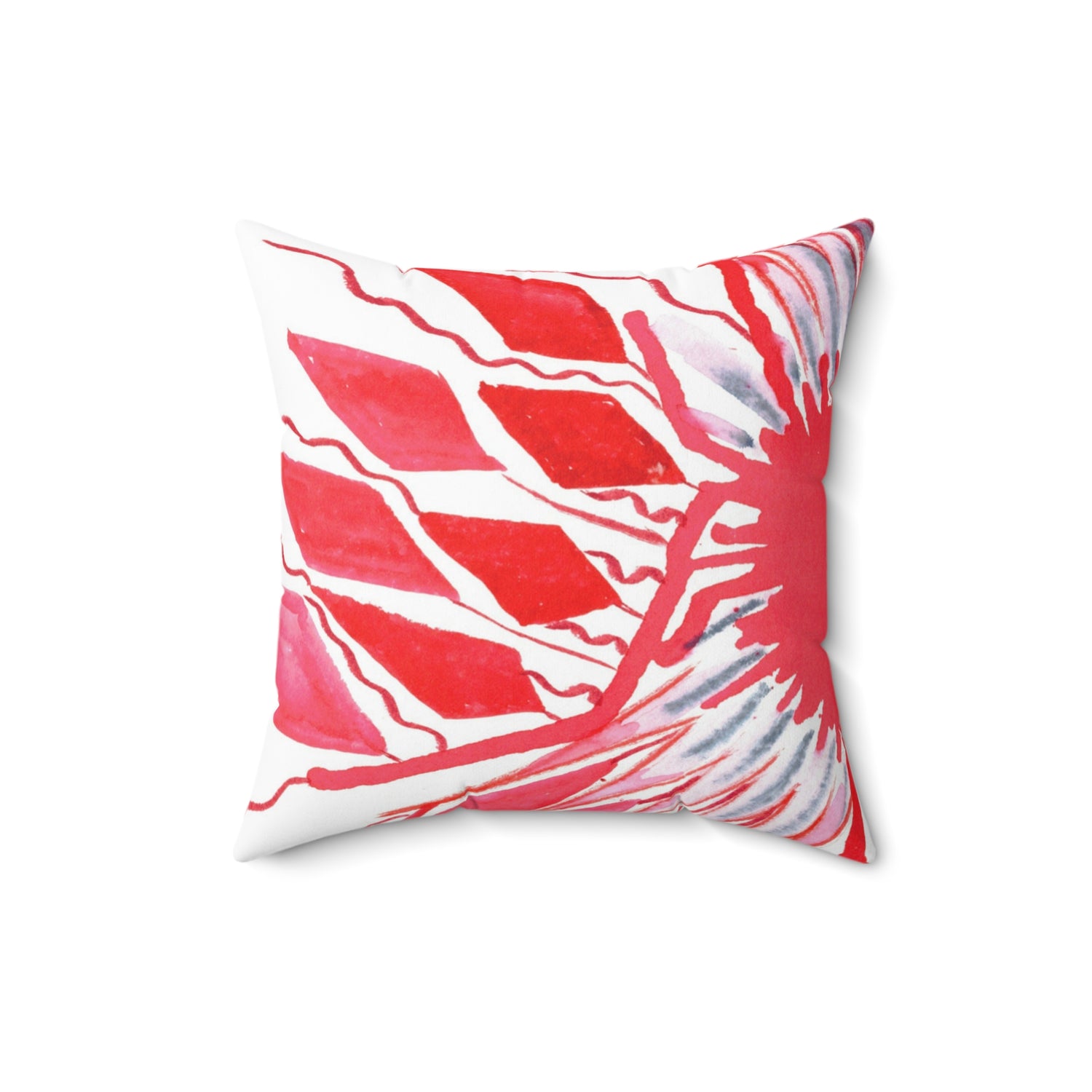 Square Throw Pillow Rouge— Minima Red Brushstroke Accent