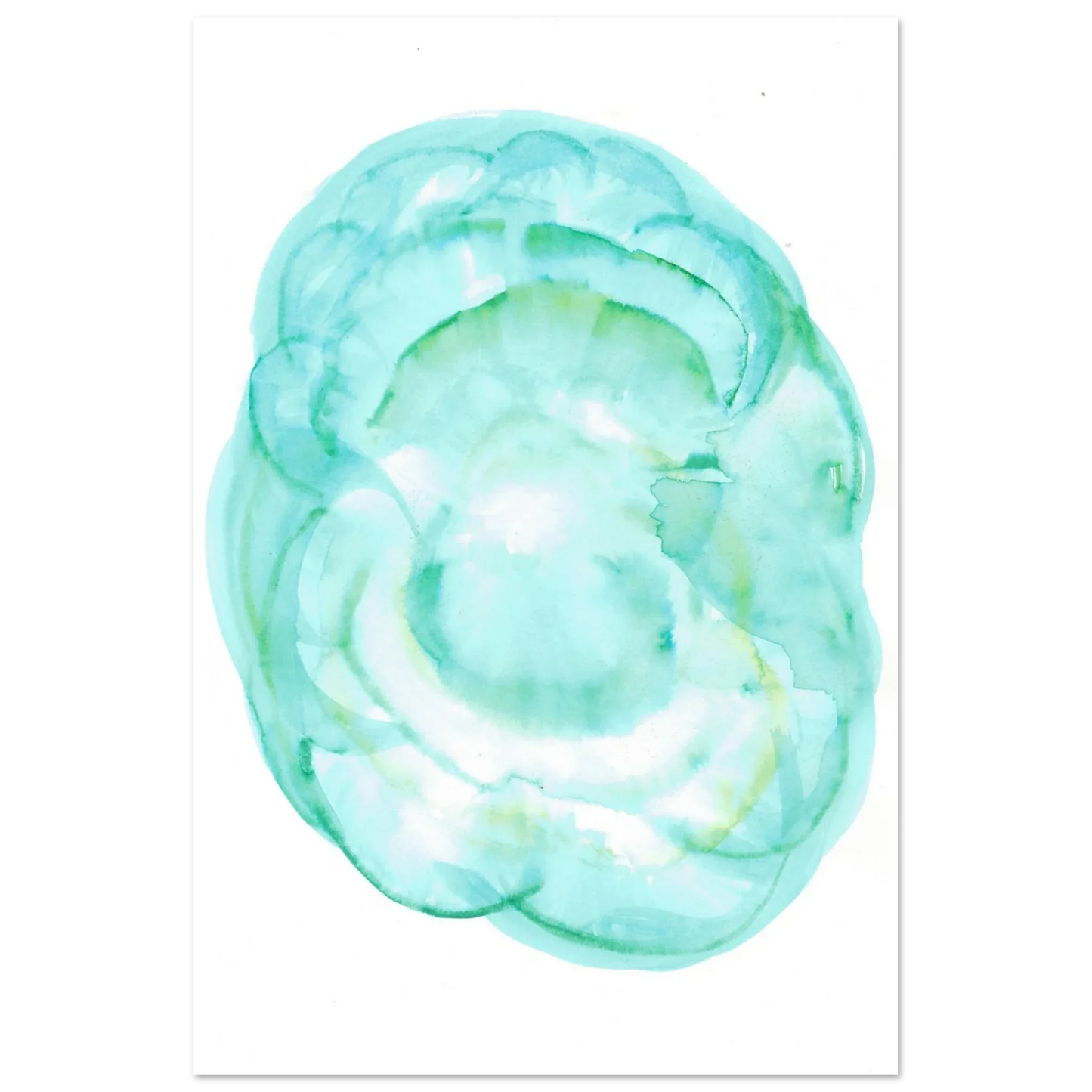 Oceanic Dream Premium Matte Poster - Serene Teal & Green Abstract Watercolor Art - Laure Leprince - Artiste Peintre