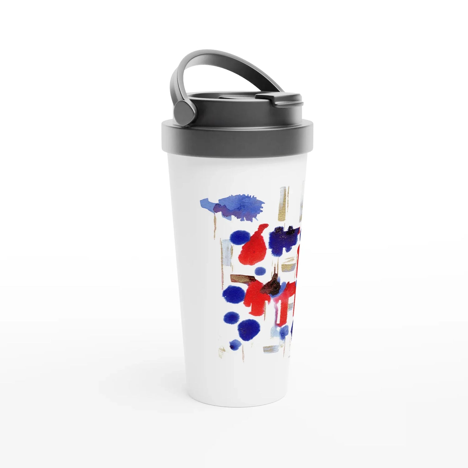 Mug de voyage blanc en acier inoxydable – 44 cl Structure carmine | Élégant, pratique et isotherme - Laure Leprince - Artiste Peintre