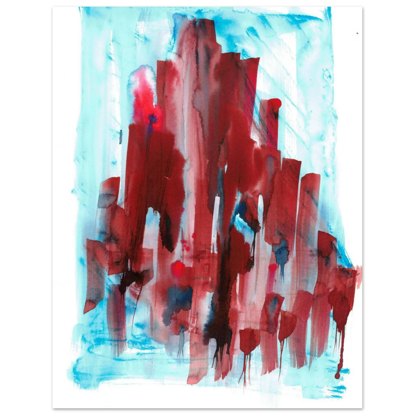 Abstract Cityscape Watercolor Art Print RDJ3-1 – Premium Matte Paper Poster in various sizes - Laure Leprince - Artiste Peintre