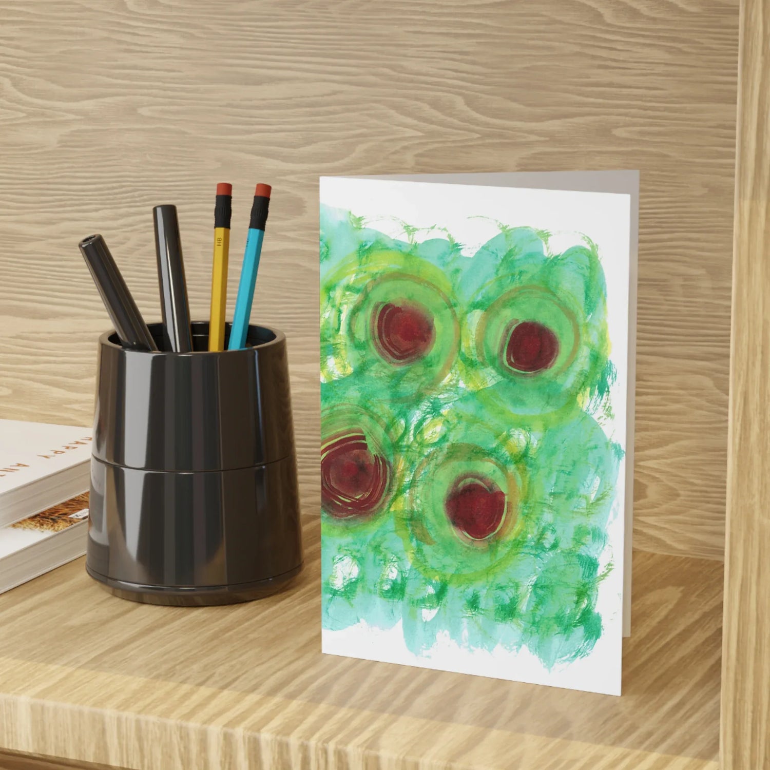 Deco Green Echo #16 Leaf Greeting Card - Elegant - Laure Leprince - Artiste Peintre