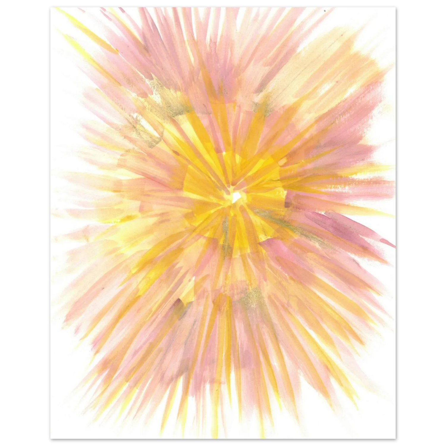 Abstract Sunrise Burst Art Print - Premium Matte Paper Poster with Dynamic Watercolor Design - Laure Leprince - Artiste Peintre