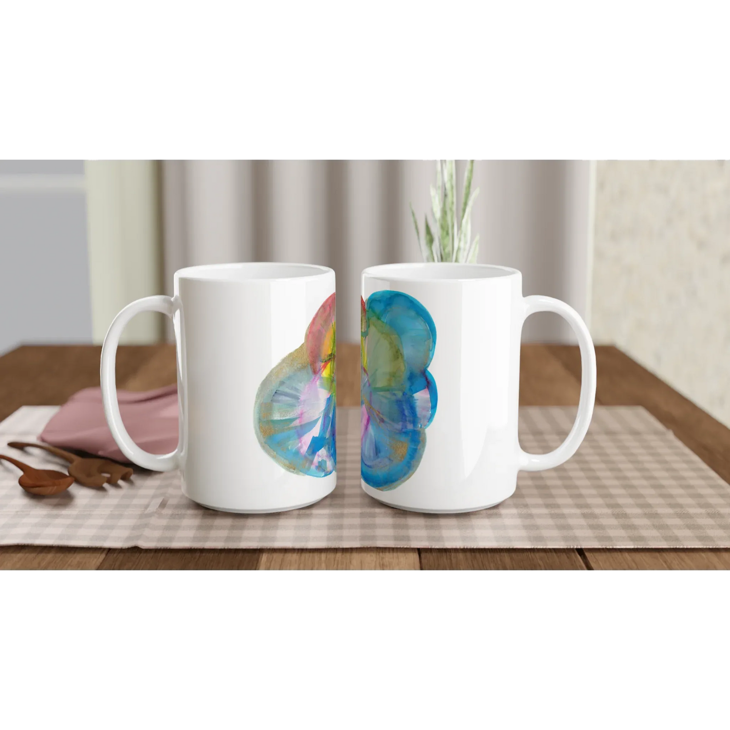 Mug en céramique blanche 44 Crytal Bloom – Grand format, design et qualité durable - Laure Leprince - Artiste Peintre