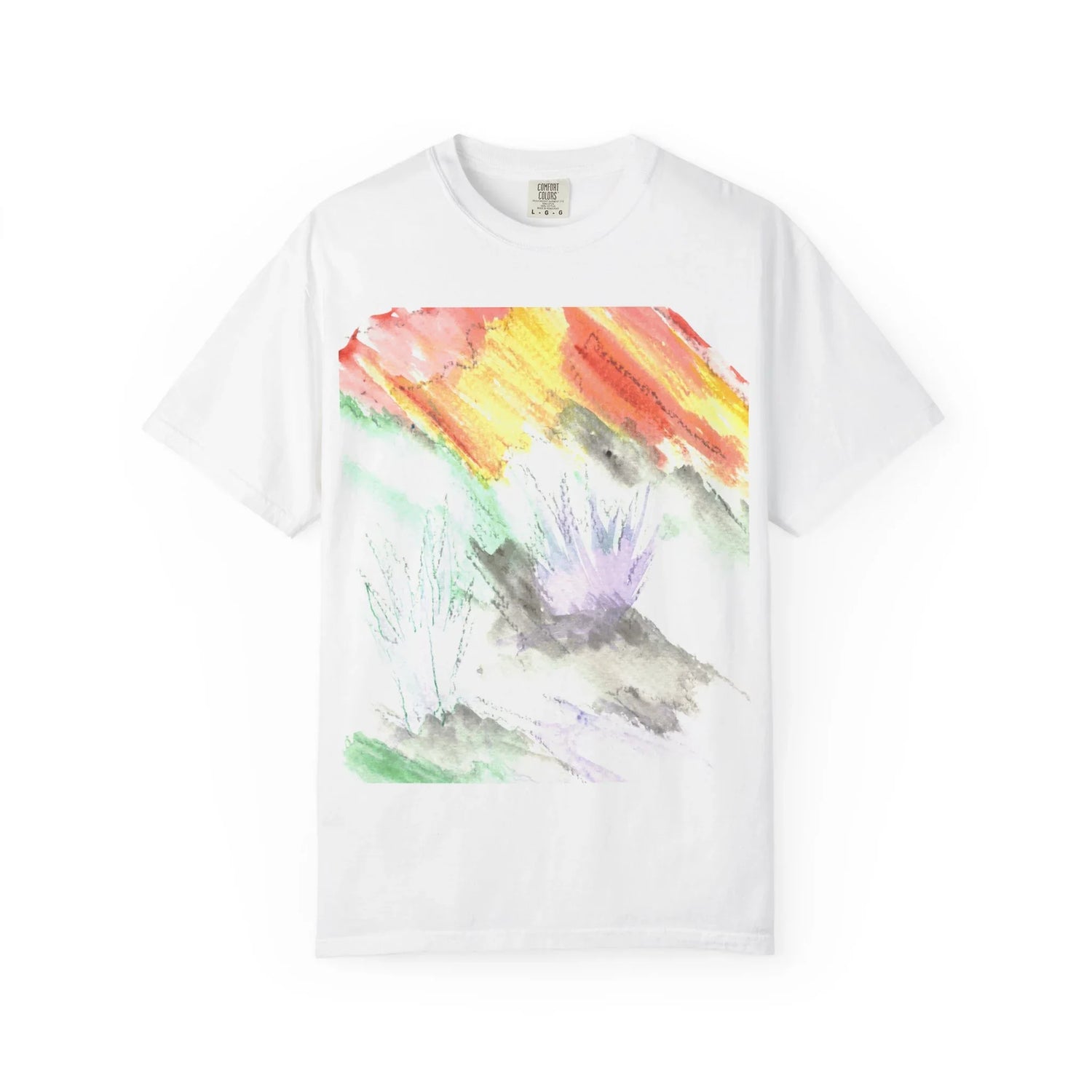 Abstract Lavander Drift T-Shirt — Bright Watercolor Square Art Tee - Laure Leprince - Artiste Peintre