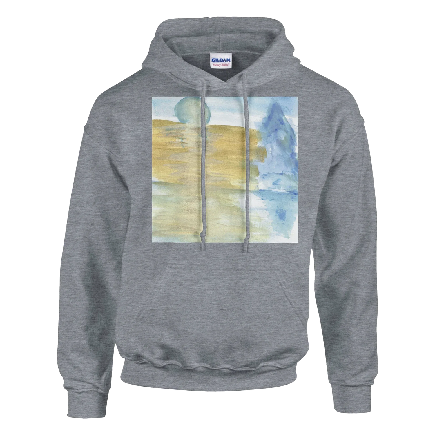 Sweat à capuche unisexe artistique Blue Horizon Gildan® 18500 White - Laure Leprince - Artiste Peintre