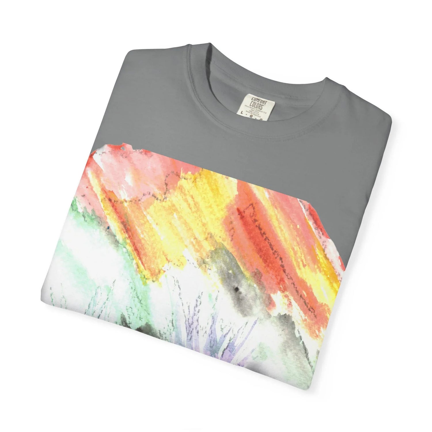 Abstract Lavander Drift T-Shirt — Bright Watercolor Square Art Tee - Laure Leprince - Artiste Peintre