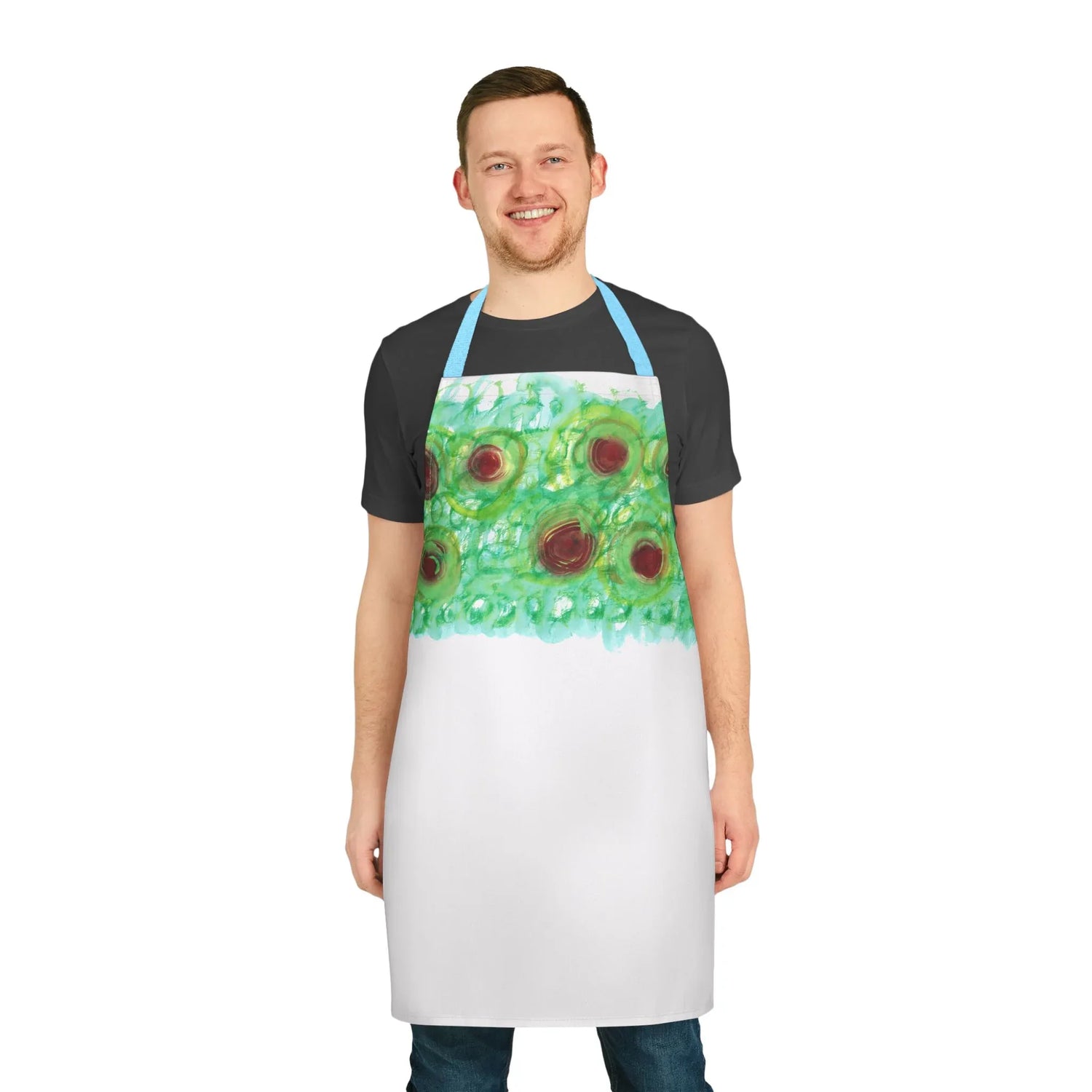 Abstract Apron Green Echo – Artistic Kitchen Chef Gift - Laure Leprince - Artiste Peintre