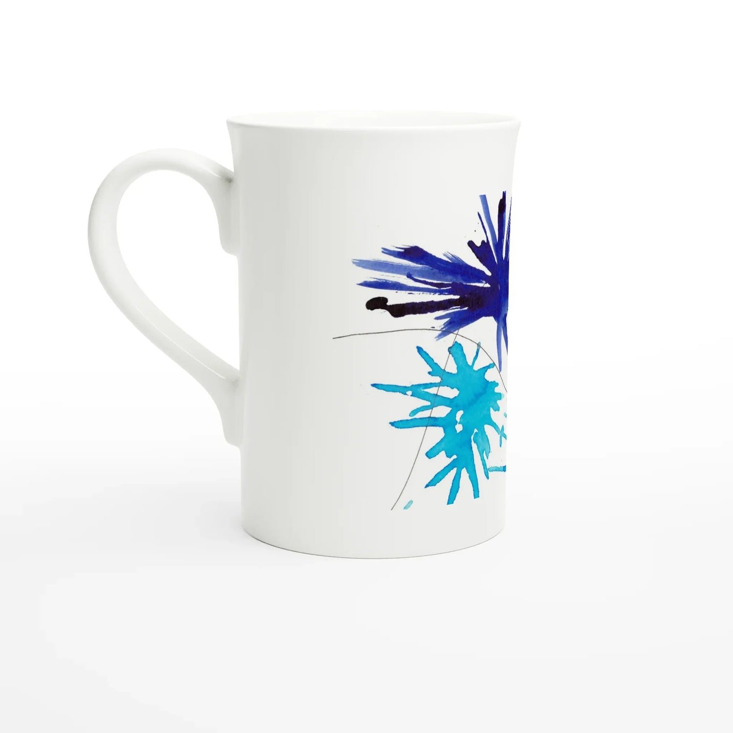 Mug en porcelaine fine blanche 30 cl bleuets – Élégance et finesse intemporelle - Laure Leprince - Artiste Peintre