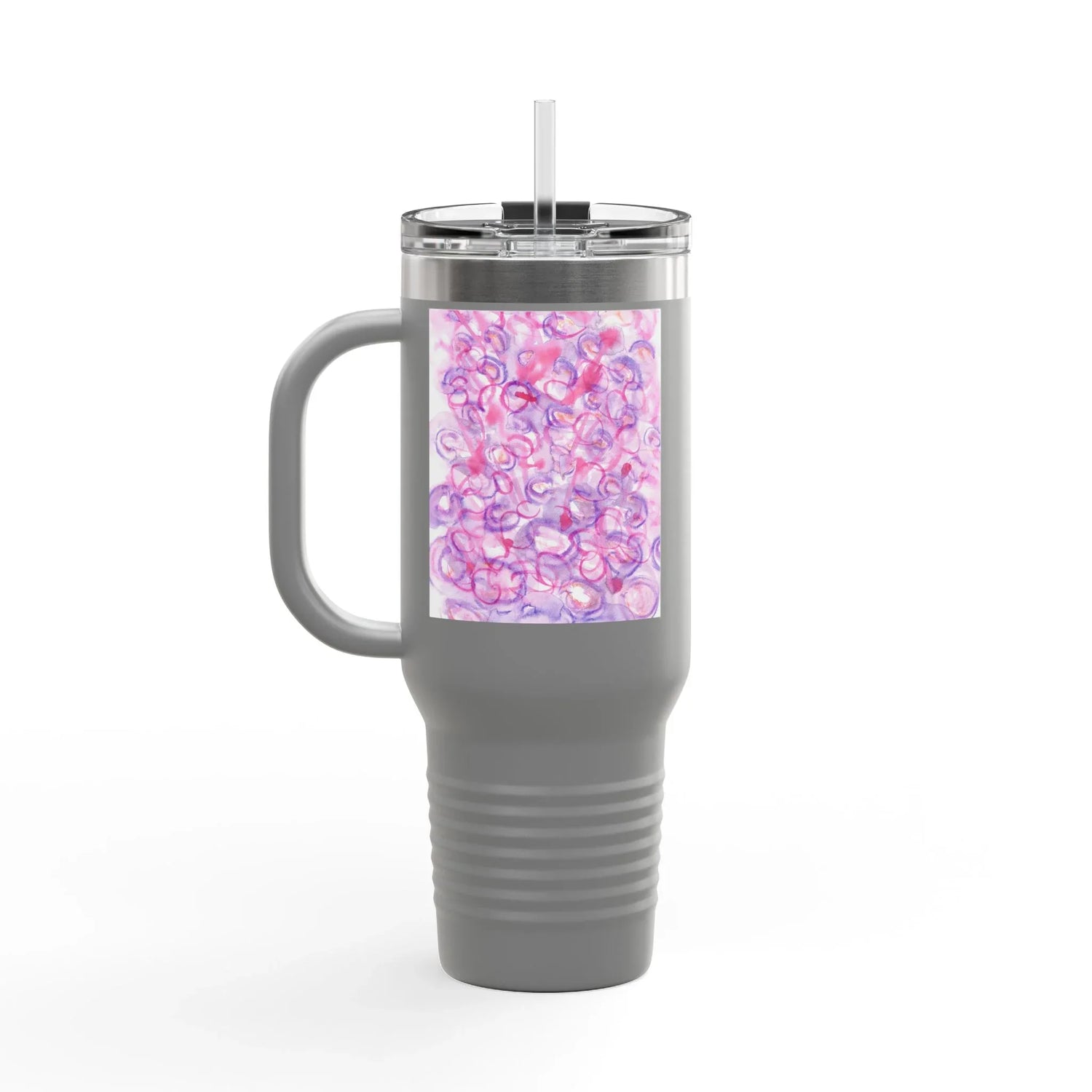 40oz Insulated Travel Mug – Floraison Intime Watercolor Design - Laure Leprince - Artiste Peintre