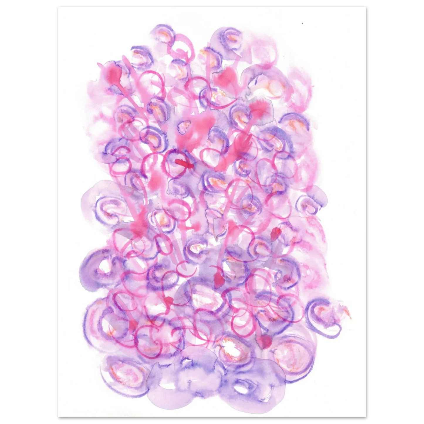 Abstract Swirls Watercolour Poster in Pink & Purple - Premium Matte Paper Art Print RDJ3-1 - Laure Leprince - Artiste Peintre