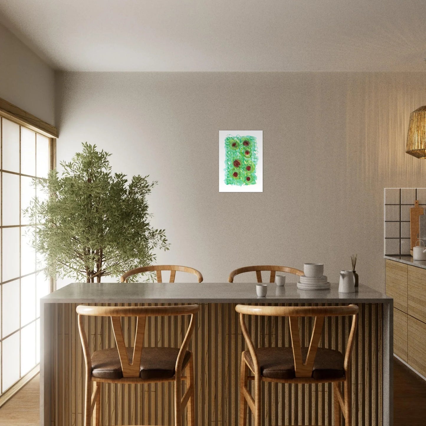 Affiche premium sur papier mat Green Echo – Art mural de qualité supérieure - Laure Leprince - Artiste Peintre