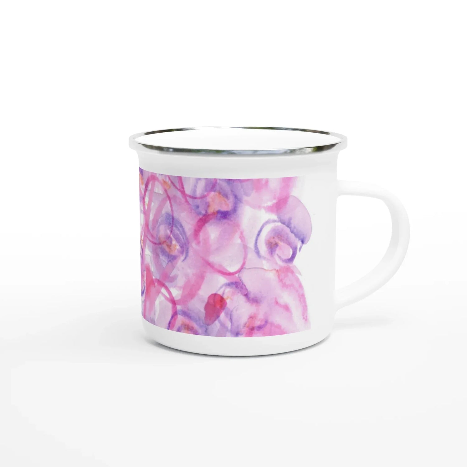 Mug en émail blanc 35 cl City Floraison Intime – Léger, vintage et résistant - Laure Leprince - Artiste Peintre