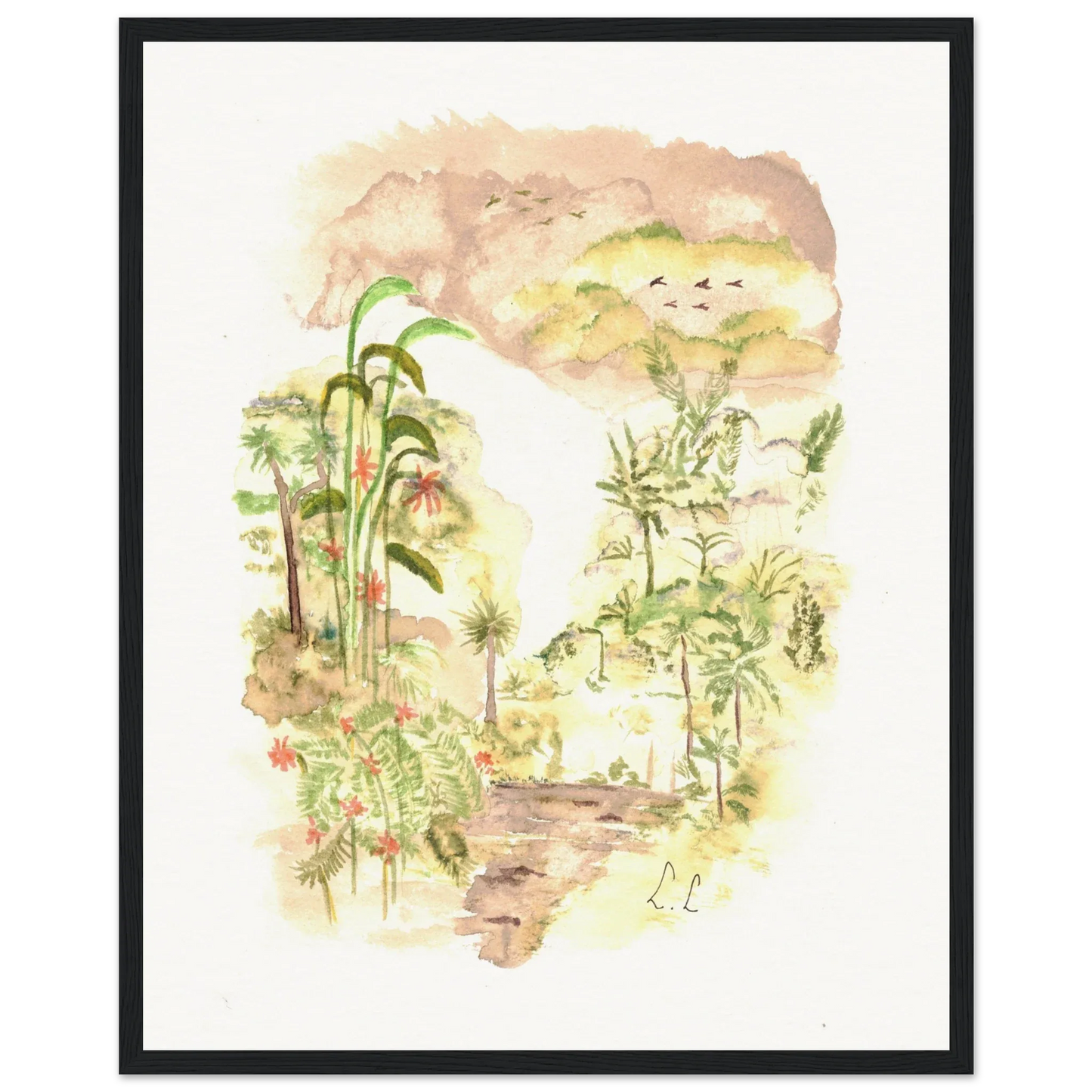 Museum-Quality Matte Paper Wooden Framed Poster Jungle - Laure Leprince - Artiste Peintre