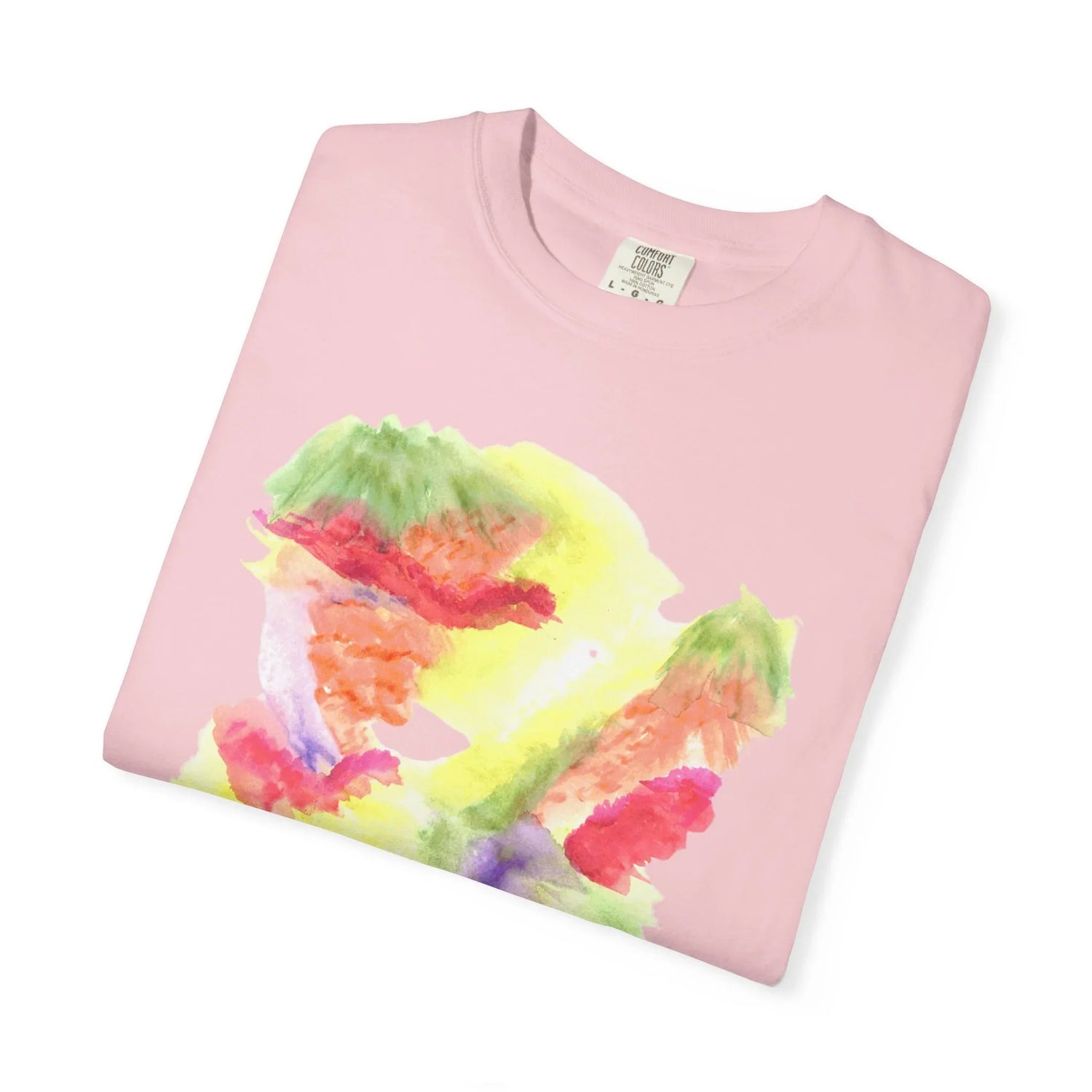 Abstract Eclosion Chromatique T-Shirt — Bright Watercolor Square Art Tee - Laure Leprince - Artiste Peintre