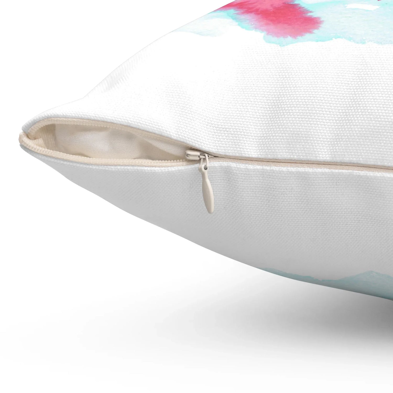 Square Throw Pillow Brumes Carmin — Minimal Brushstroke Accent - Laure Leprince - Artiste Peintre