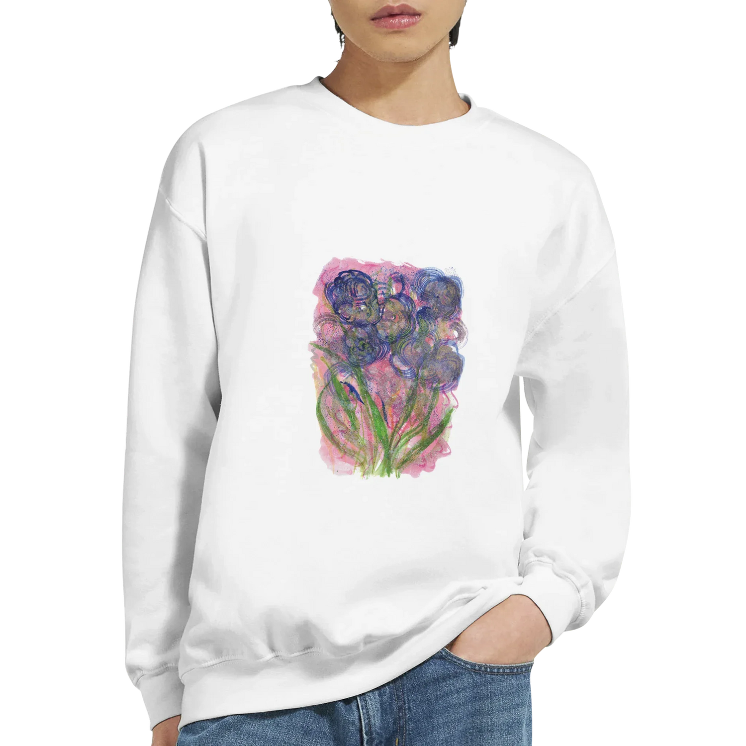 Sweatshirt Unisexe Classique Bloom Vortex– Impression Artistique Multicolore - Laure Leprince - Artiste Peintre