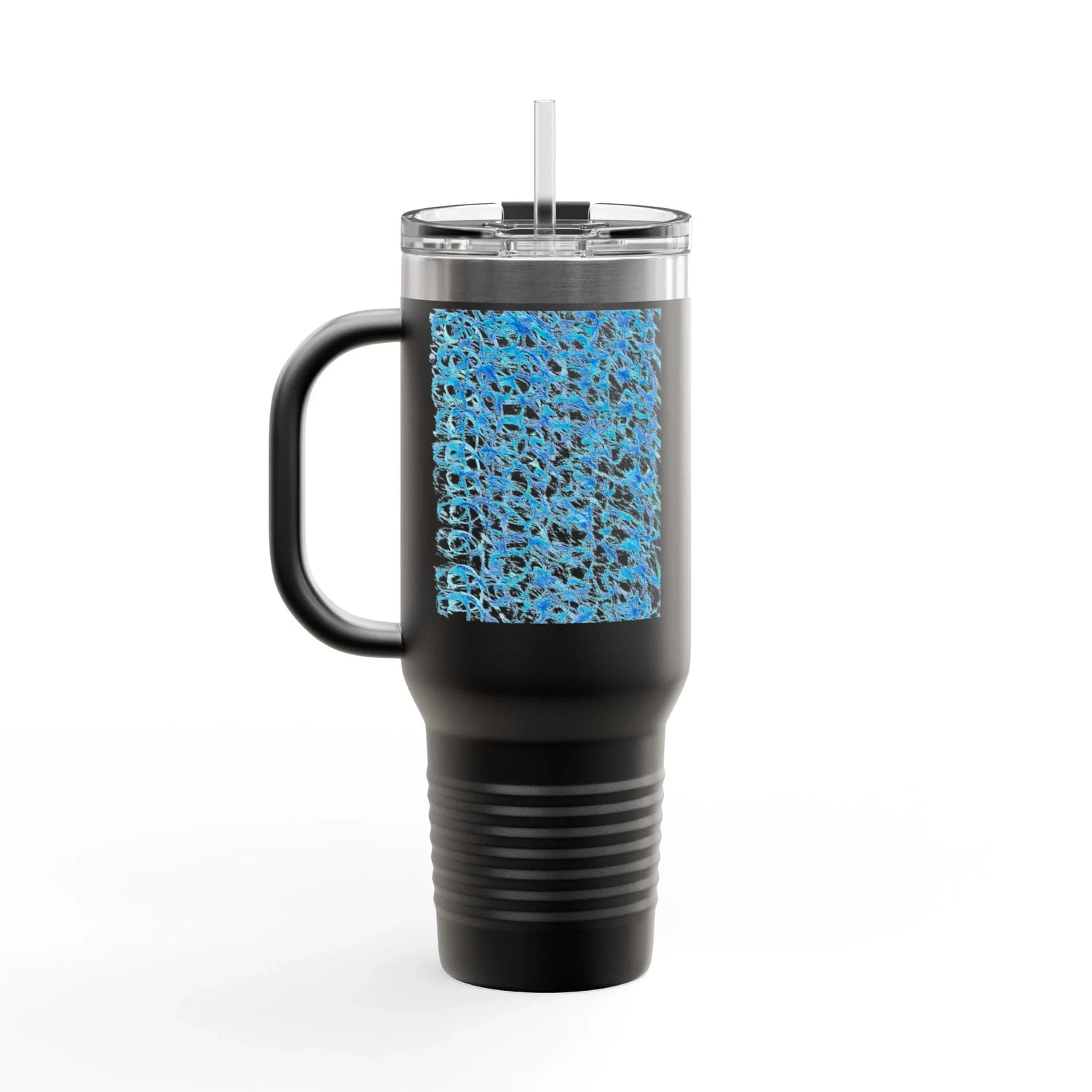 40oz Insulated Travel Mug – Blue Waves Watercolor Design - Laure Leprince - Artiste Peintre