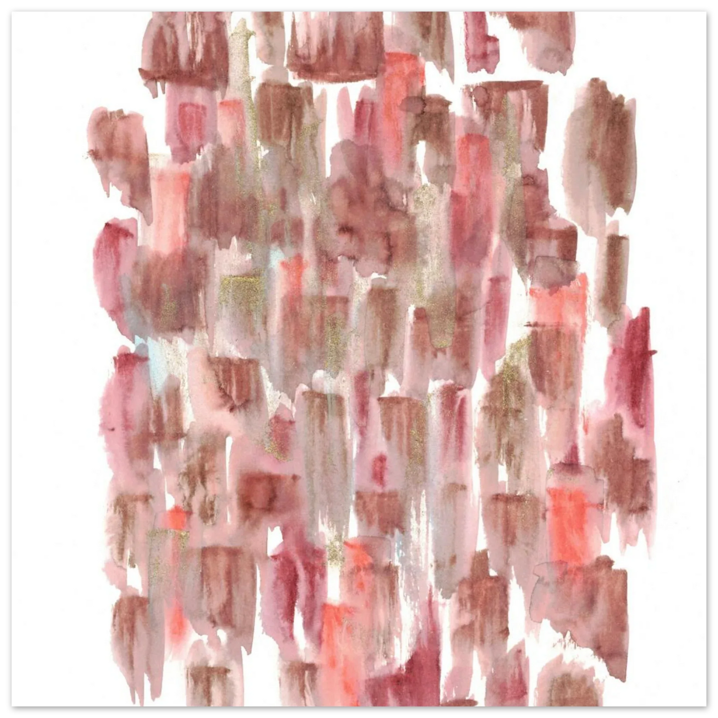 Abstract Watercolor Brushstrokes Matte Poster - Earthy Hues & Gold Flecks - Laure Leprince - Artiste Peintre