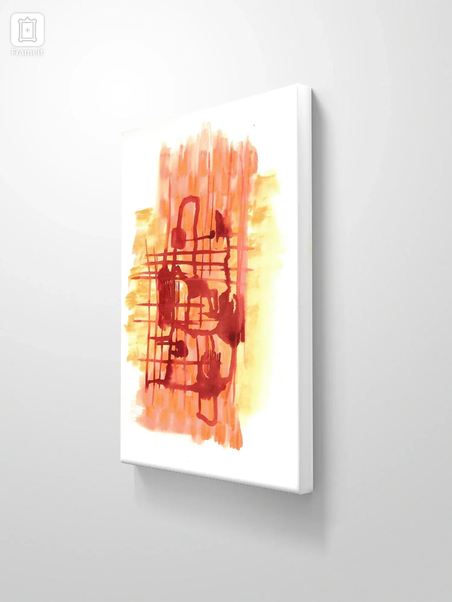 Abstract Warmth: Orange & Red Grid Watercolor Art Print – Premium Matte Paper Poster - Laure Leprince - Artiste Peintre