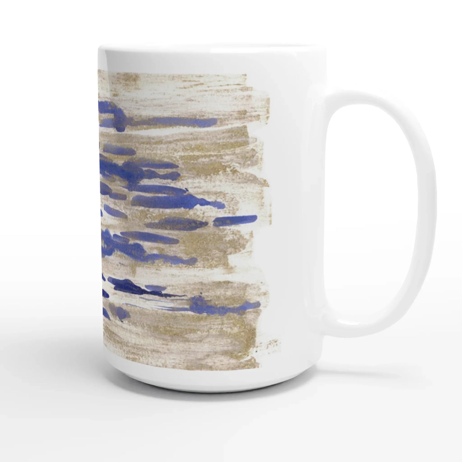 Mug en céramique blanche 44 cl Golden Drip – Grand format, design et qualité durable - Laure Leprince - Artiste Peintre