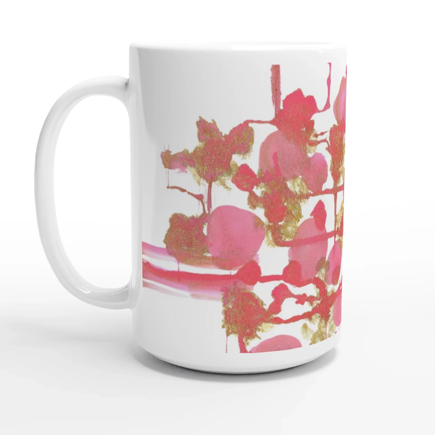 Mug en céramique blanche 44 Reseau Framboise – Grand format, design et qualité durable - Laure Leprince - Artiste Peintre