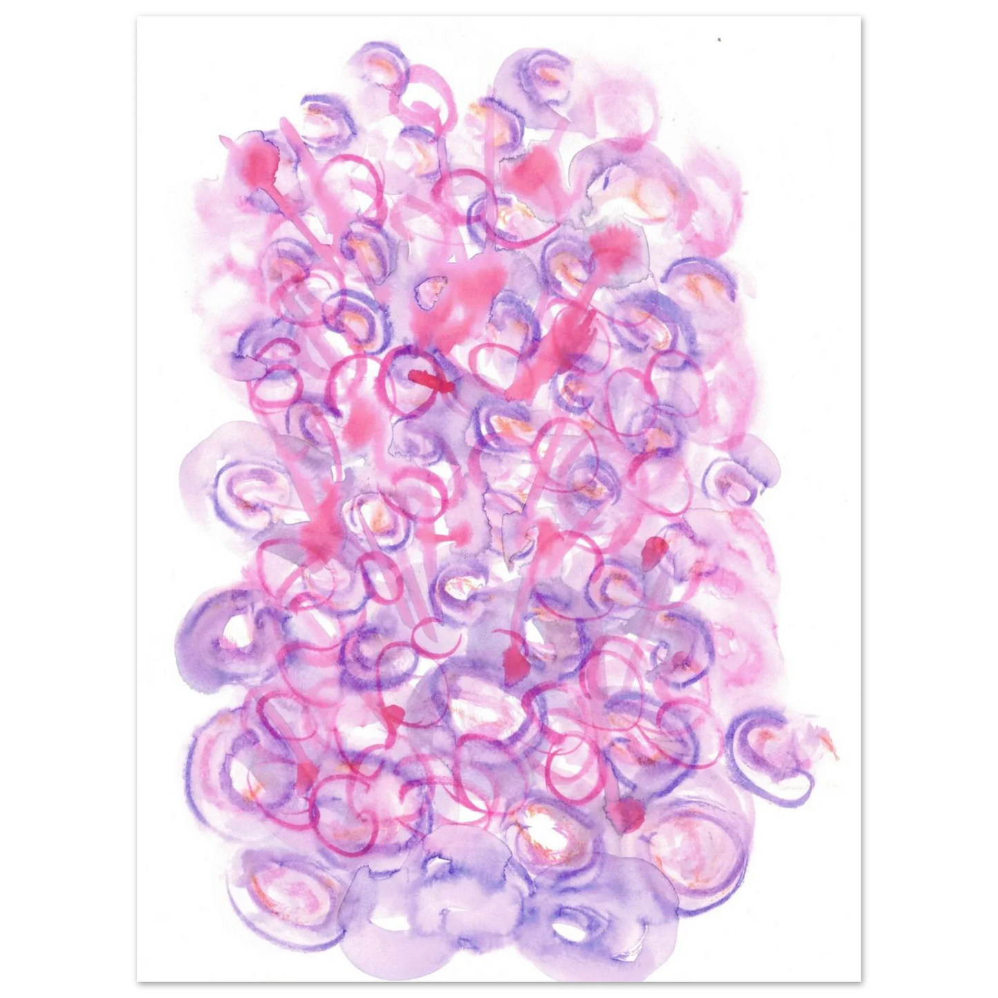 Abstract Swirls Watercolour Poster in Pink & Purple - Premium Matte Paper Art Print RDJ3-1 - Laure Leprince - Artiste Peintre