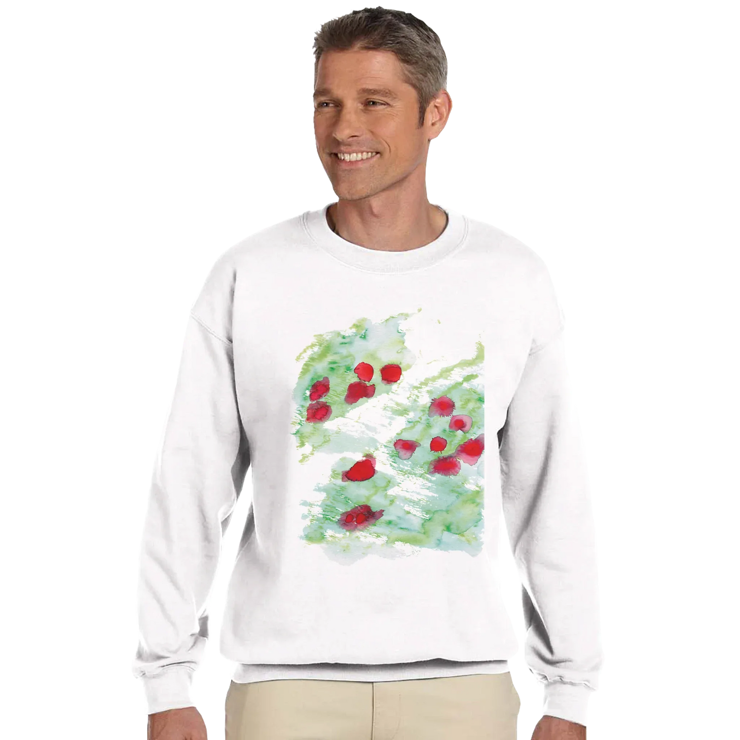 Sweatshirt Unisexe Classique Eclats rouges– Impression Artistique Multicolore | Premium Cotton Blend - Laure Leprince - Artiste Peintre