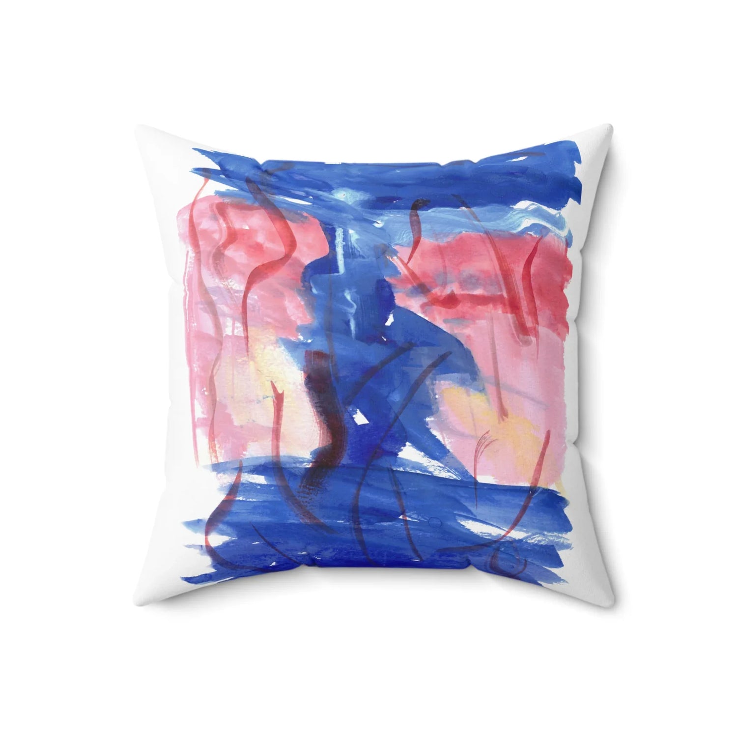 Square Throw Pillow Midnight Siren — Minimal Brushstroke Accent - Laure Leprince - Artiste Peintre