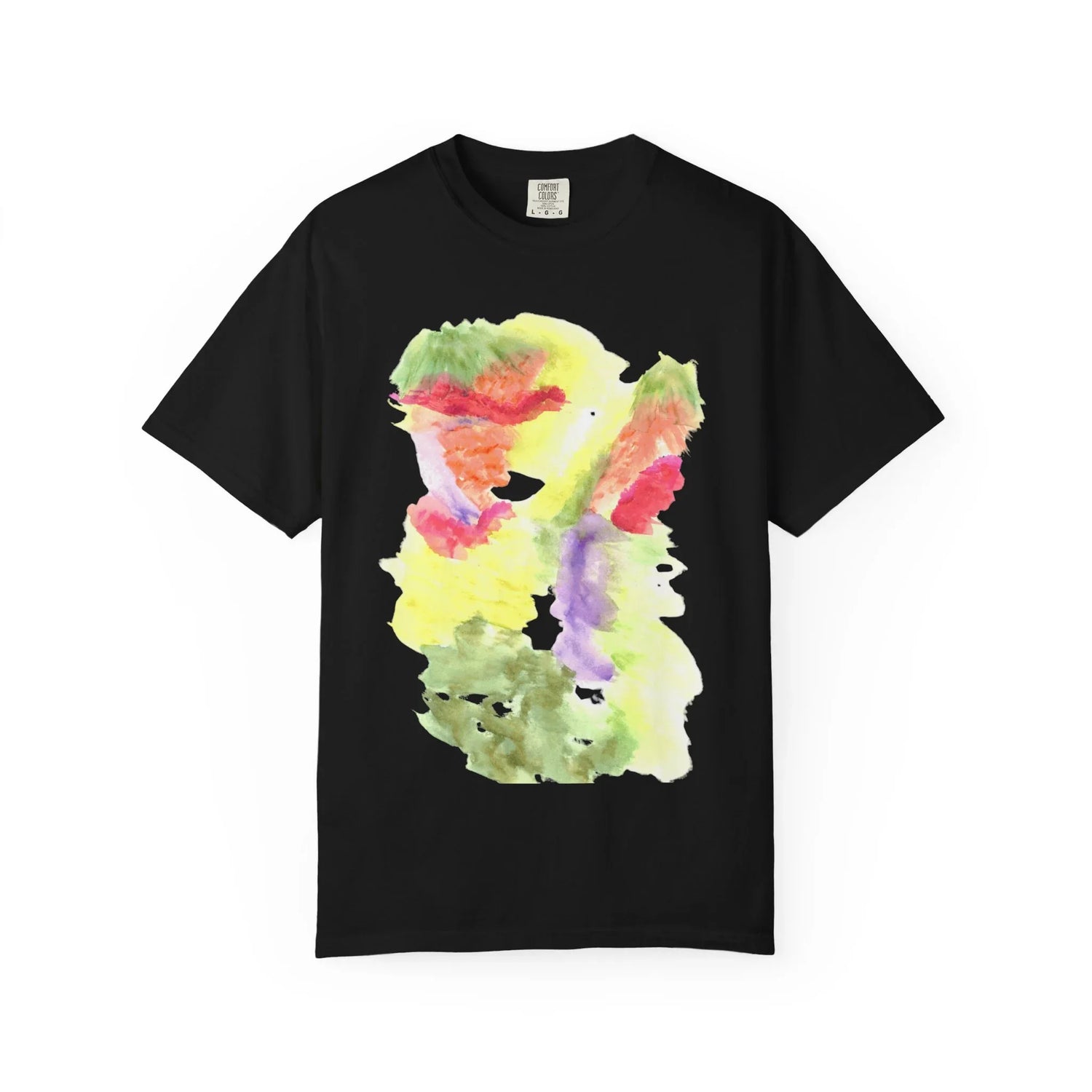 Abstract Eclosion Chromatique T-Shirt — Bright Watercolor Square Art Tee - Laure Leprince - Artiste Peintre