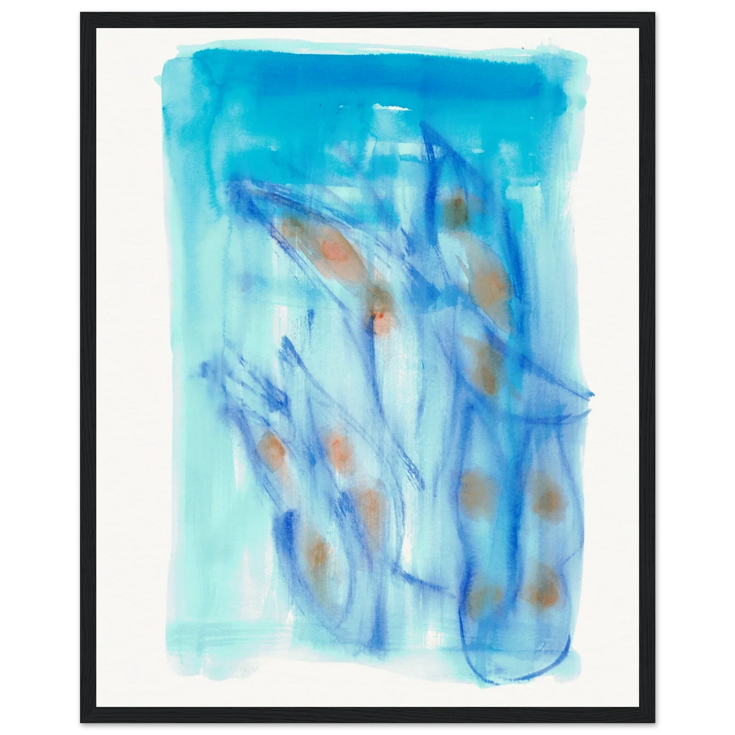 Affiche Encadrée Museum-Quality Matte Paper Wooden Framed Blue Sprouts - Laure Leprince - Artiste Peintre