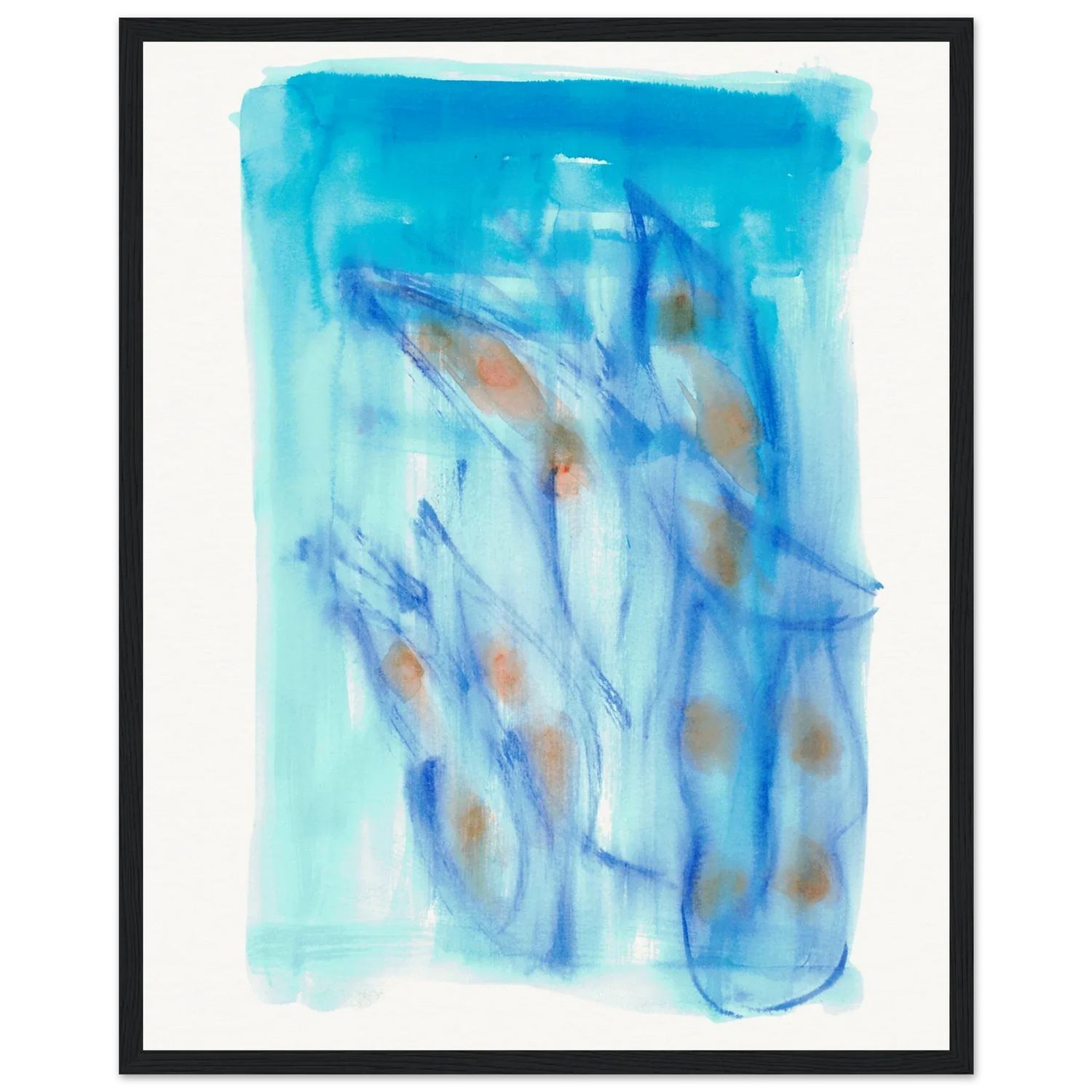 Affiche Encadrée Museum-Quality Matte Paper Wooden Framed Blue Sprouts - Laure Leprince - Artiste Peintre