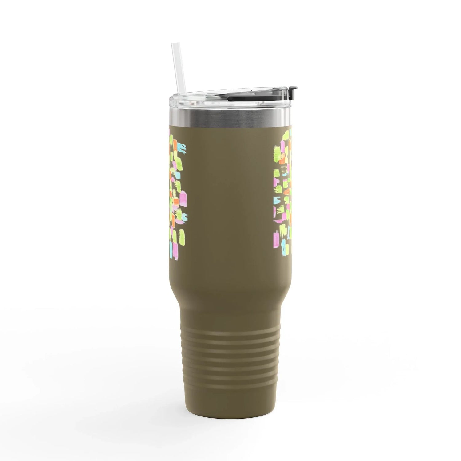 40oz Insulated Travel Mug – Pastel Mosaic Watercolor Design - Laure Leprince - Artiste Peintre