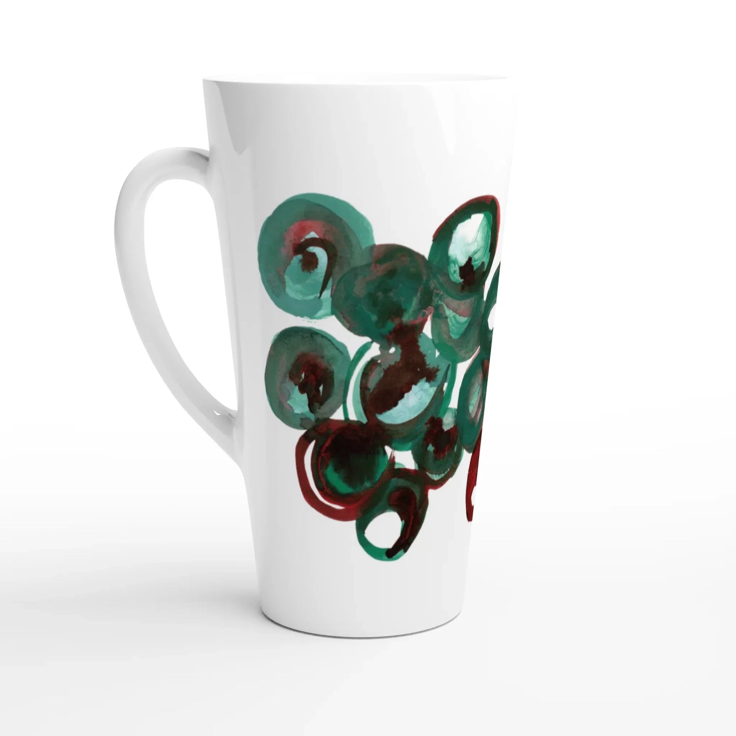 Mug à Latte en Céramique Blanche 500 ml Resonance Emeraude – Élégant, durable et brillant - Laure Leprince - Artiste Peintre