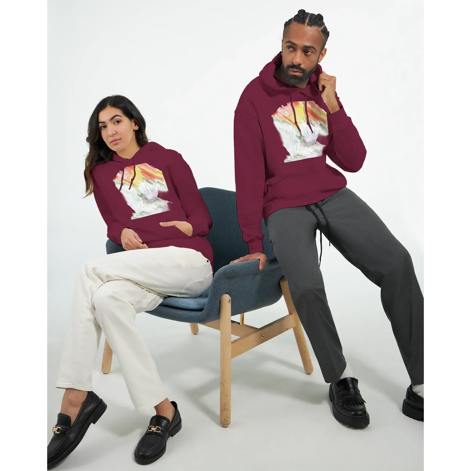 Sweat à capuche unisexe artistiqueLavander Drift| Gildan® 18500 White - Laure Leprince - Artiste Peintre