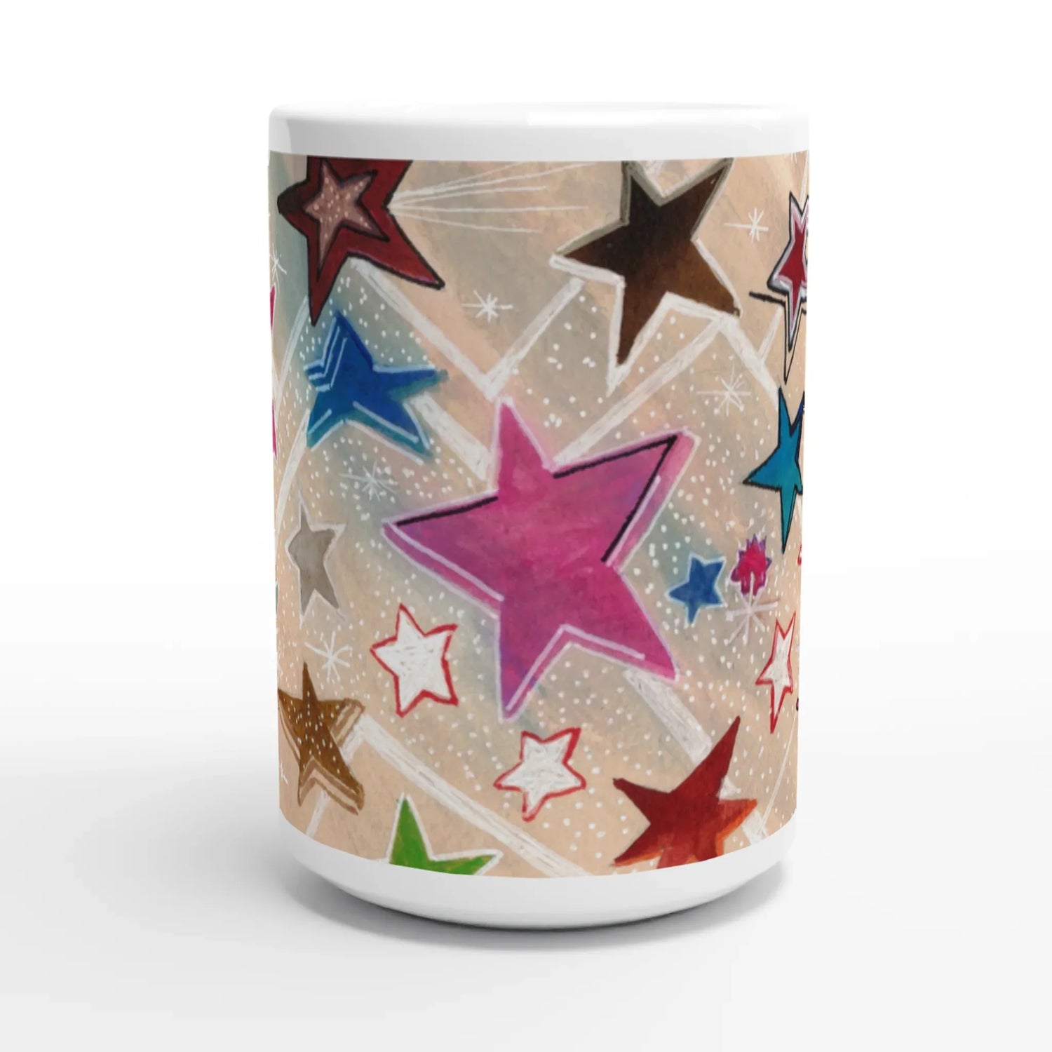 Mug en céramique blanche 44 cl Etoiles– Grand format, design et qualité durable - Laure Leprince - Artiste Peintre