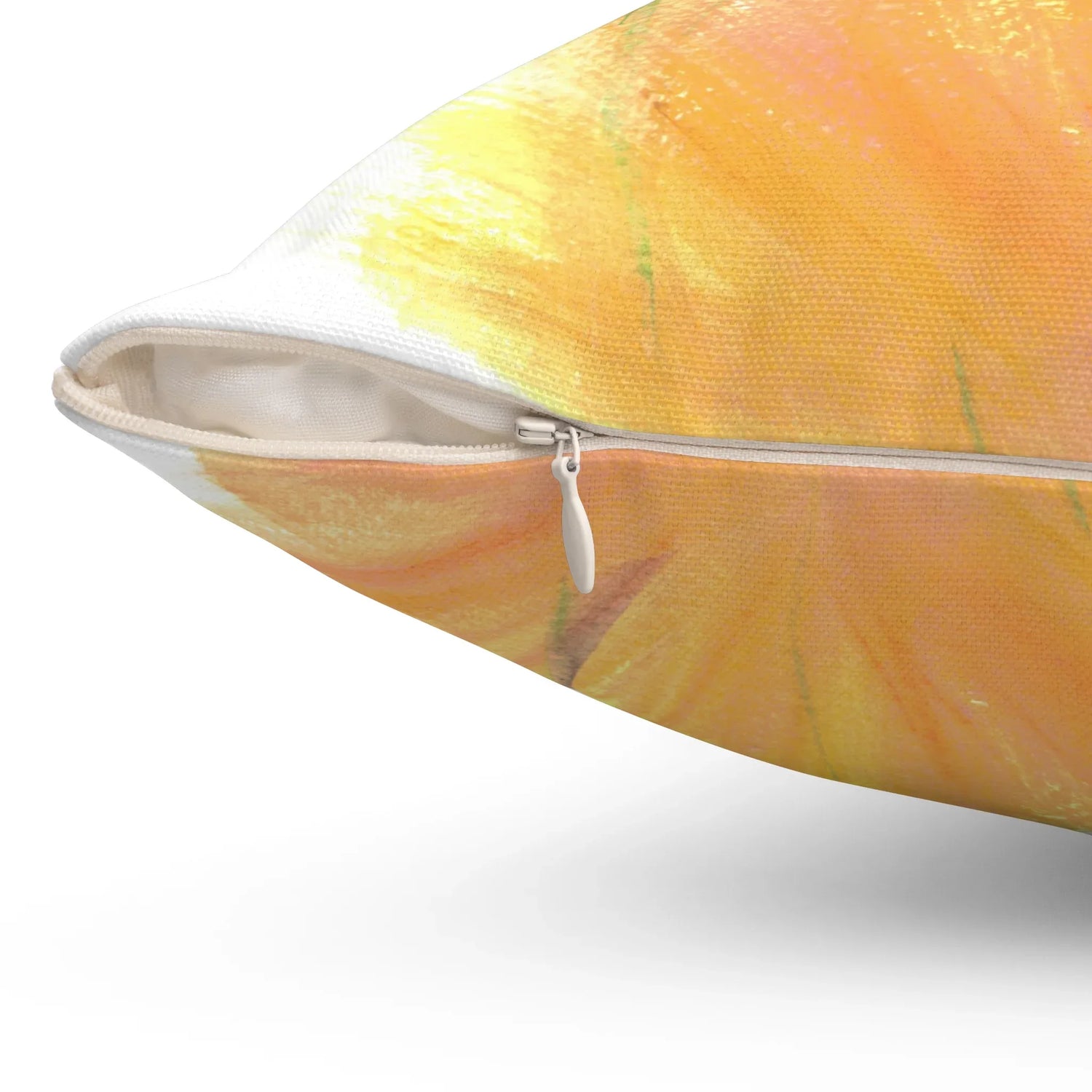 Square Throw Pillow Sun Whisper — Minimal Brushstroke Accent - Laure Leprince - Artiste Peintre