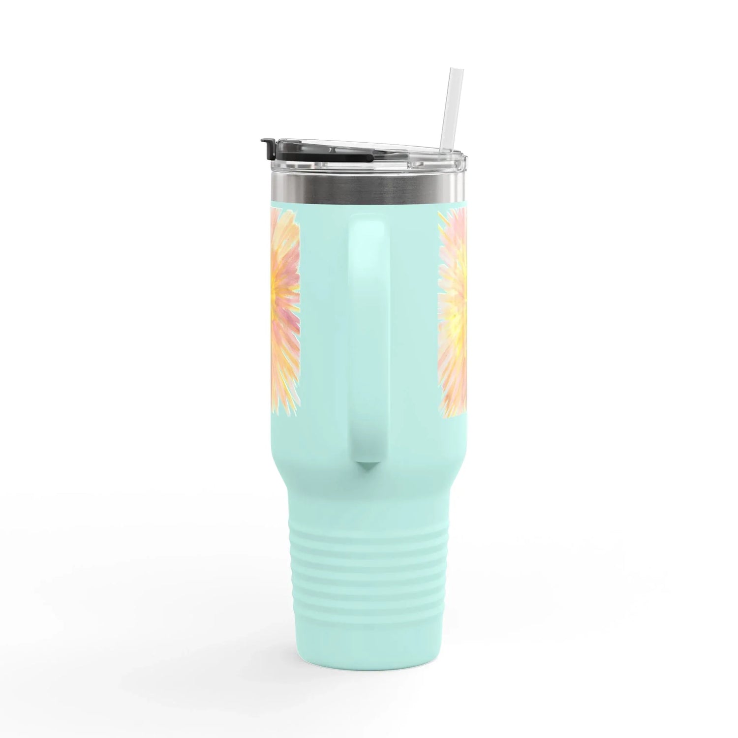 40oz Insulated Travel Mug – Solar Bloom Watercolor Design - Laure Leprince - Artiste Peintre