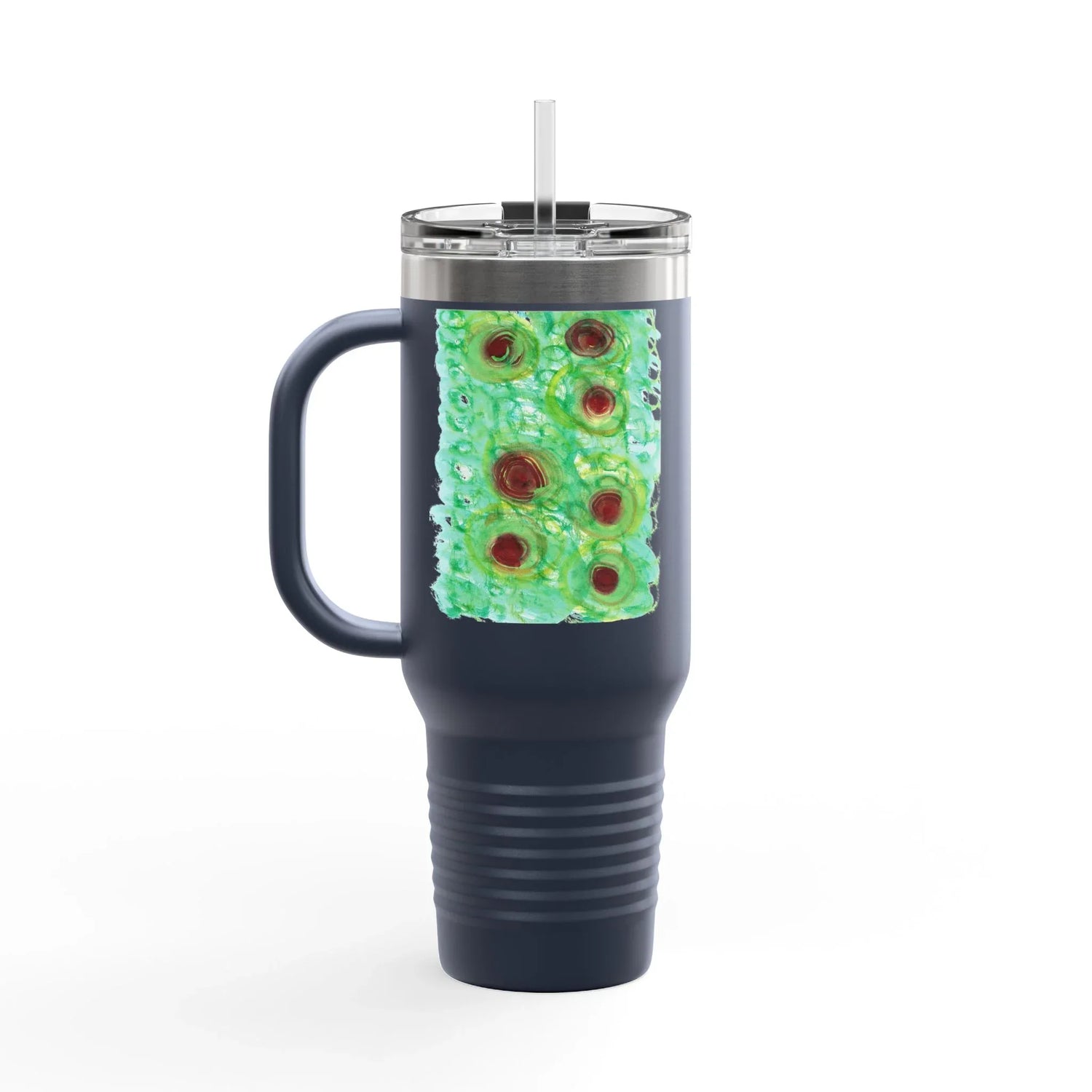 40oz Insulated Travel Mug – green Echo Watercolor Design - Laure Leprince - Artiste Peintre
