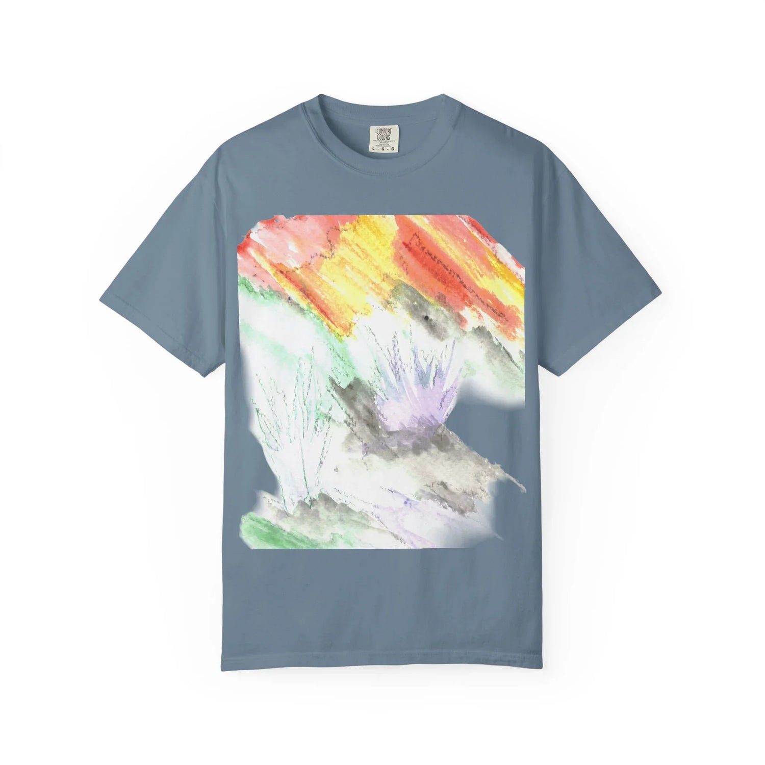 Abstract Lavander Drift T-Shirt — Bright Watercolor Square Art Tee - Laure Leprince - Artiste Peintre