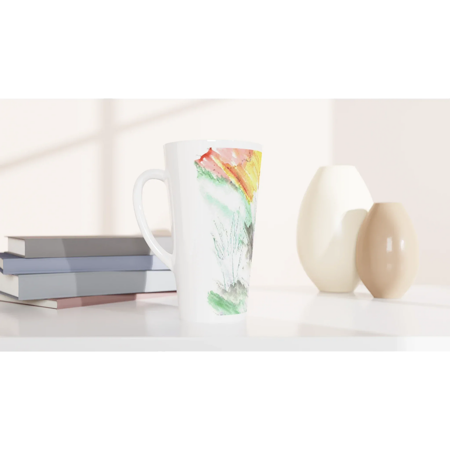 Mug à Latte en Céramique Blanche 500 ml Lavander drift – Élégant, durable et brillant - Laure Leprince - Artiste Peintre