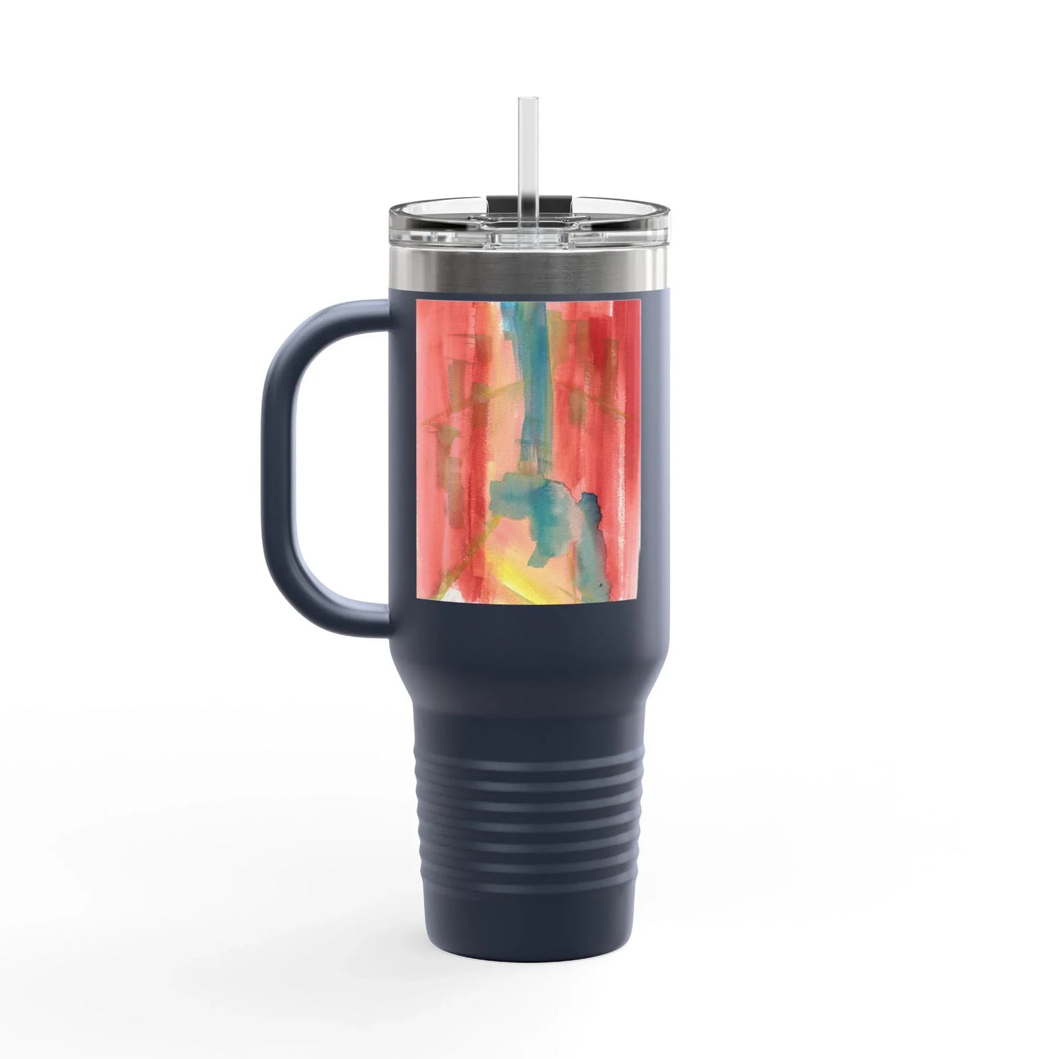 40oz Insulated Travel Mug –Color Surge Watercolor Design - Laure Leprince - Artiste Peintre