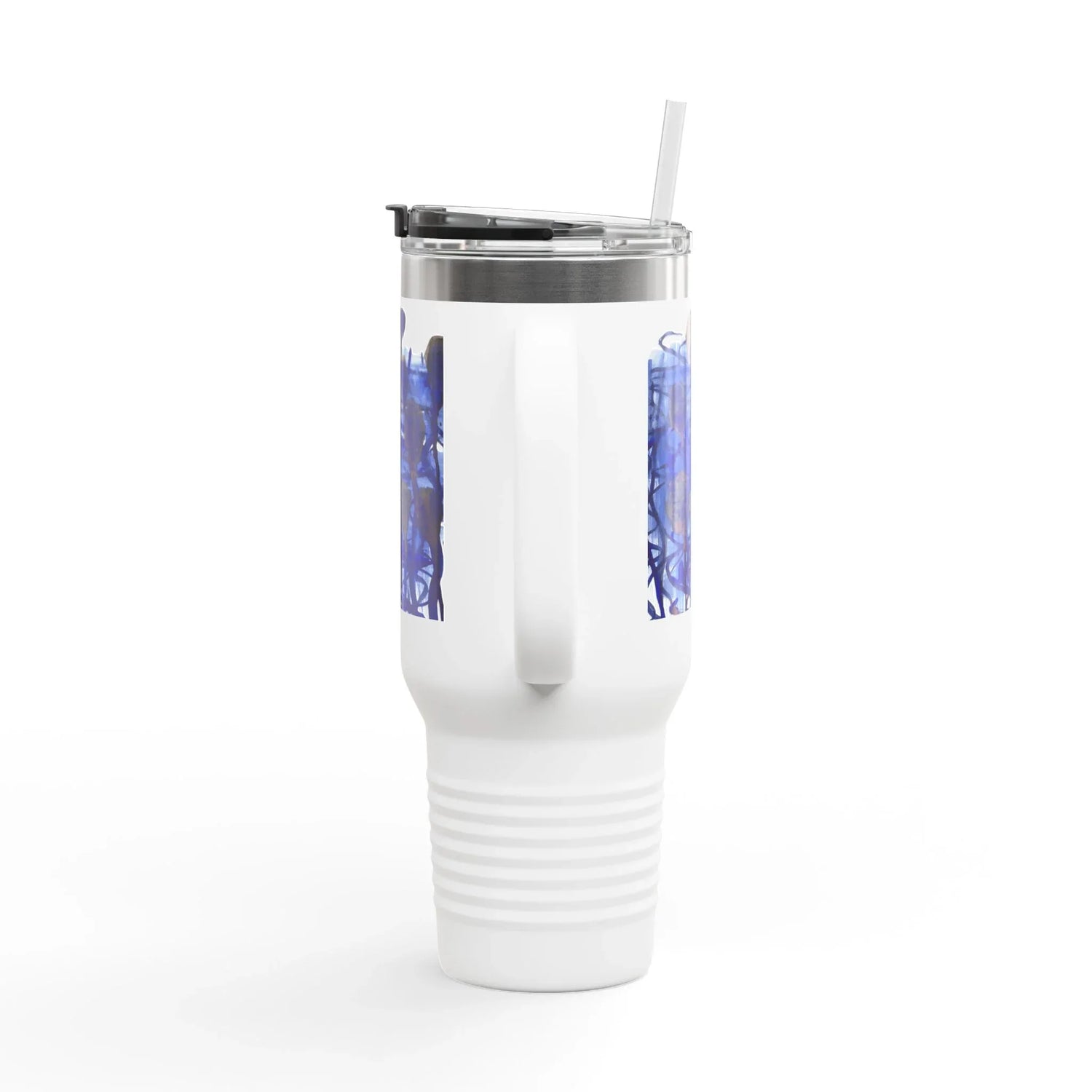 40oz Insulated Travel Mug – Silence Indigo Watercolor Design - Laure Leprince - Artiste Peintre