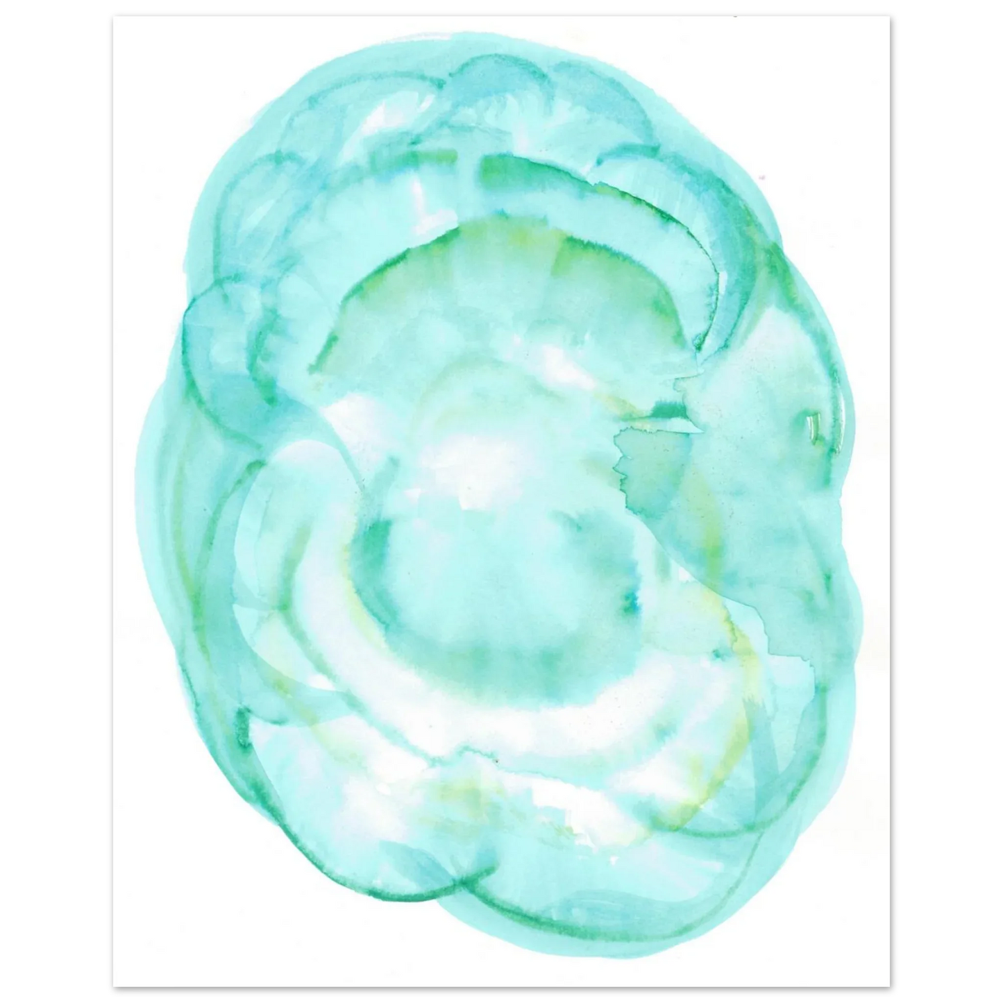Oceanic Dream Premium Matte Poster - Serene Teal & Green Abstract Watercolor Art - Laure Leprince - Artiste Peintre