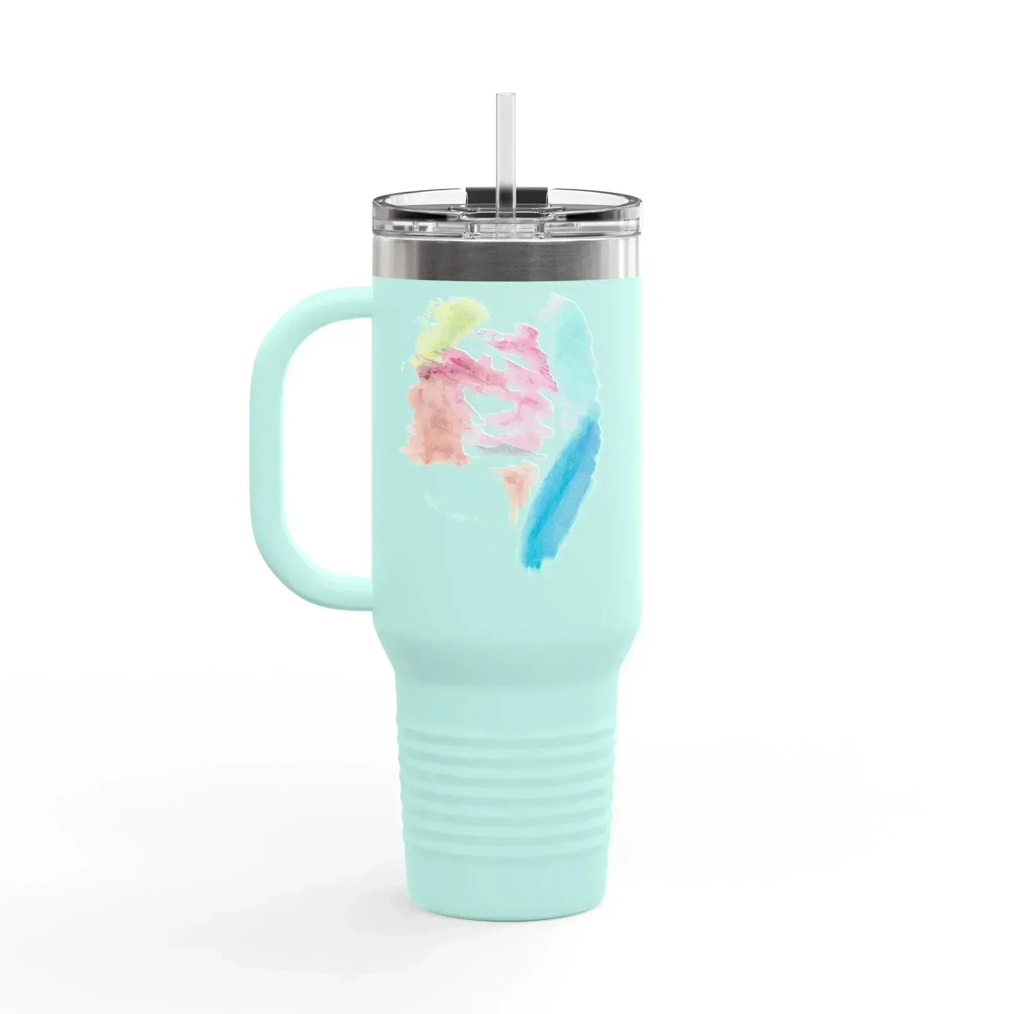40oz Insulated Travel Mug – Aurora Pastel Watercolor Design - Laure Leprince - Artiste Peintre