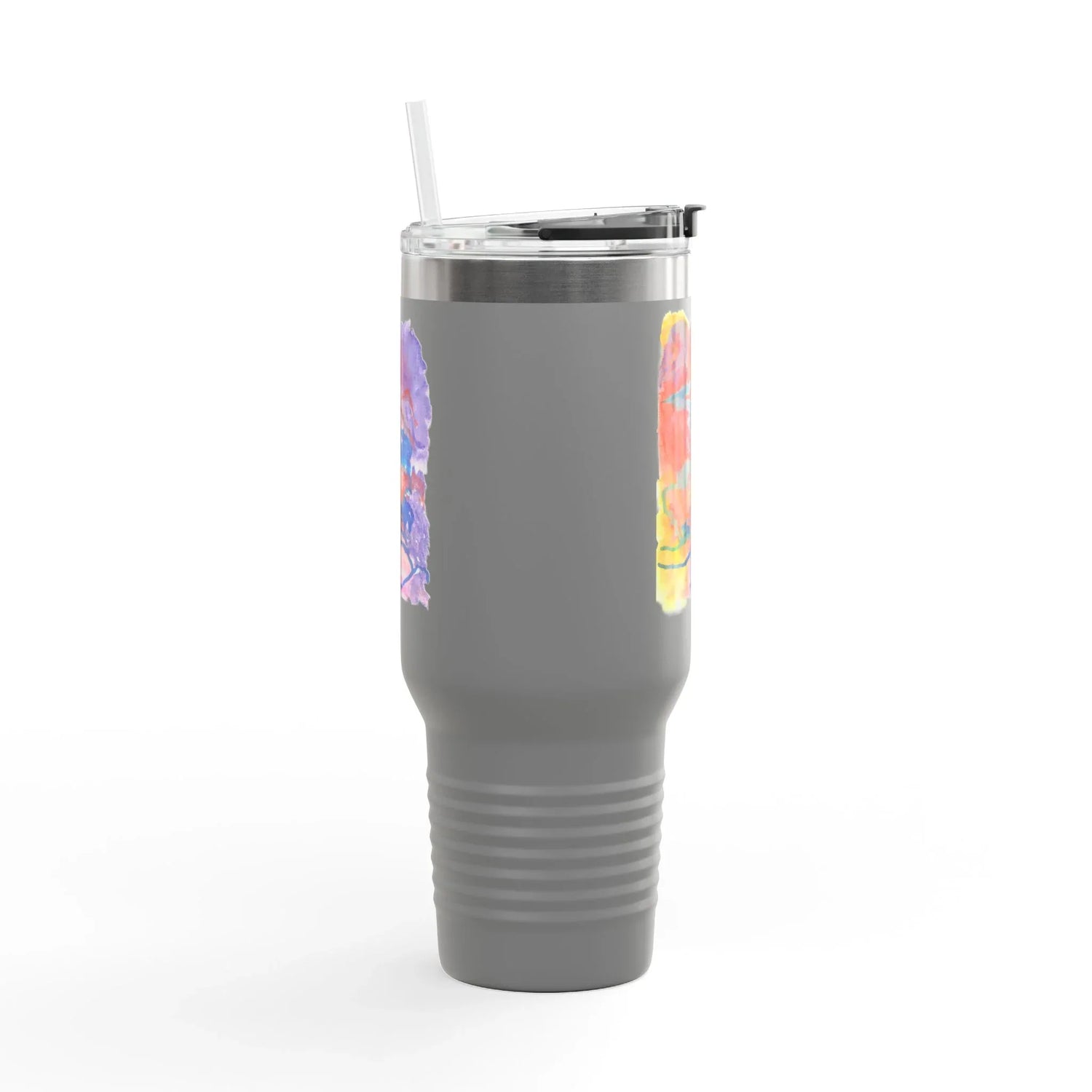 40oz Insulated Travel Mug – Neon mirage Watercolor Design - Laure Leprince - Artiste Peintre
