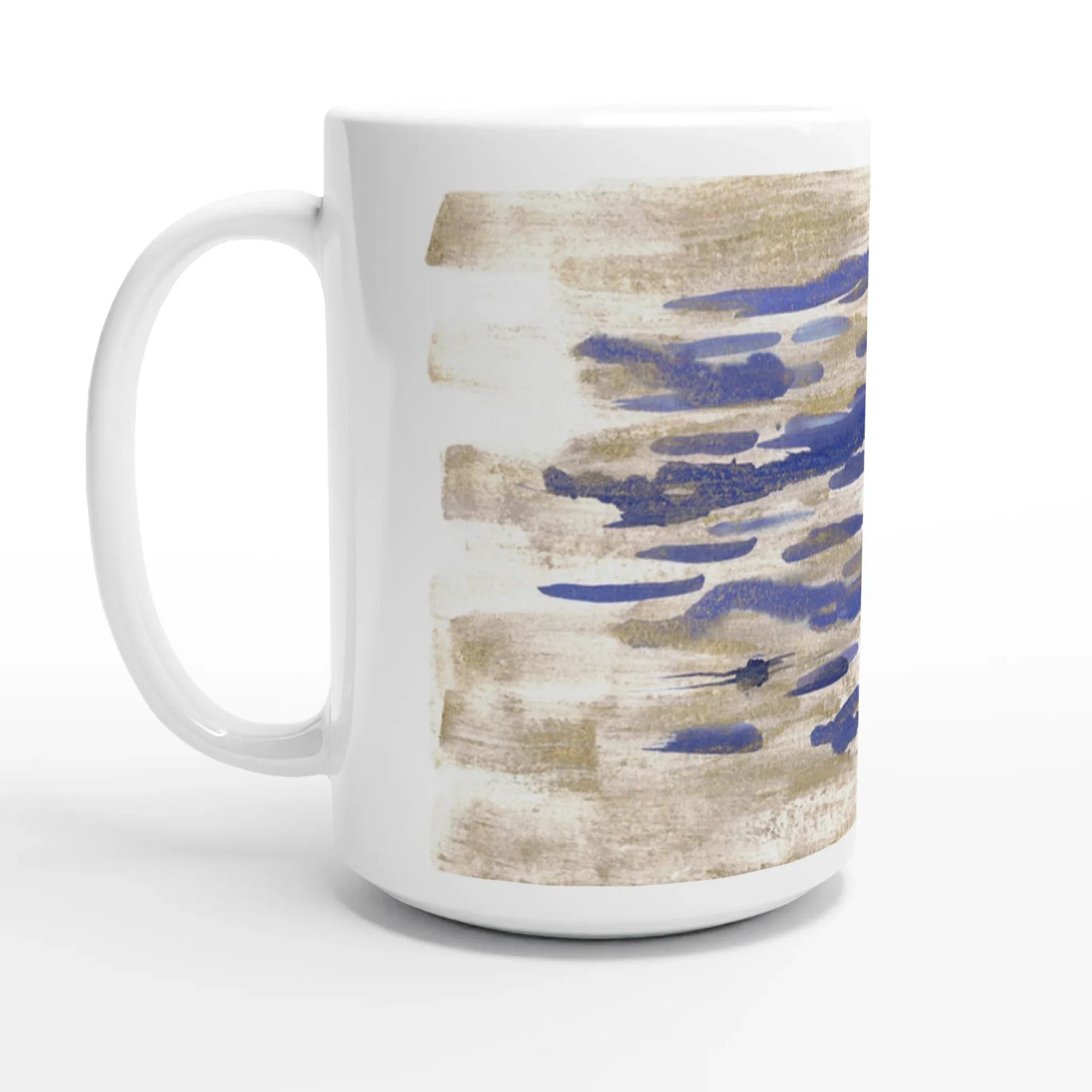 Mug en céramique blanche 44 cl Golden Drip – Grand format, design et qualité durable - Laure Leprince - Artiste Peintre