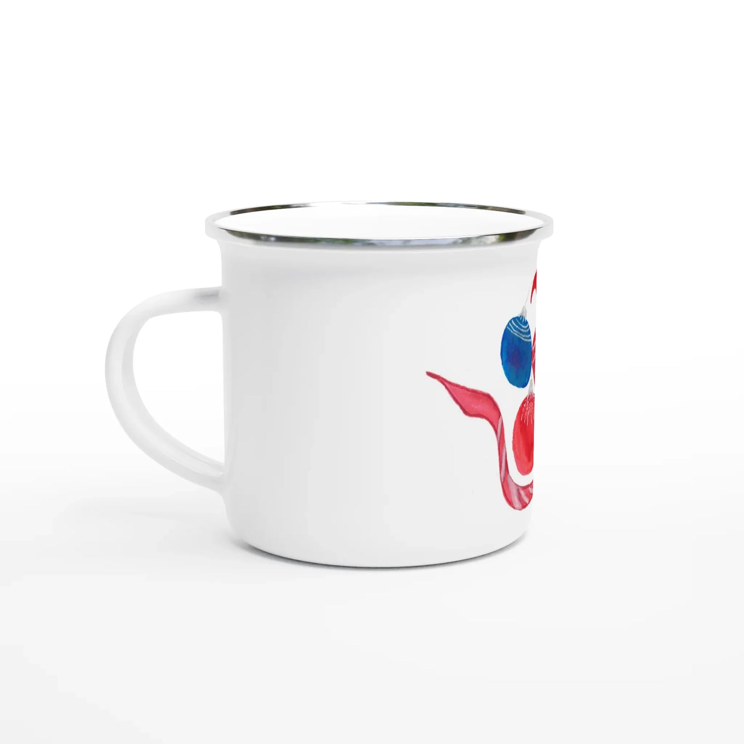 Mug en émail blanc 35 cl Guirlande – Léger, vintage et résistant - Laure Leprince - Artiste Peintre