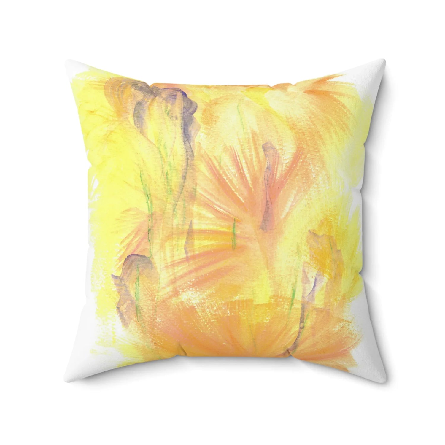 Square Throw Pillow Sun Whisper — Minimal Brushstroke Accent - Laure Leprince - Artiste Peintre