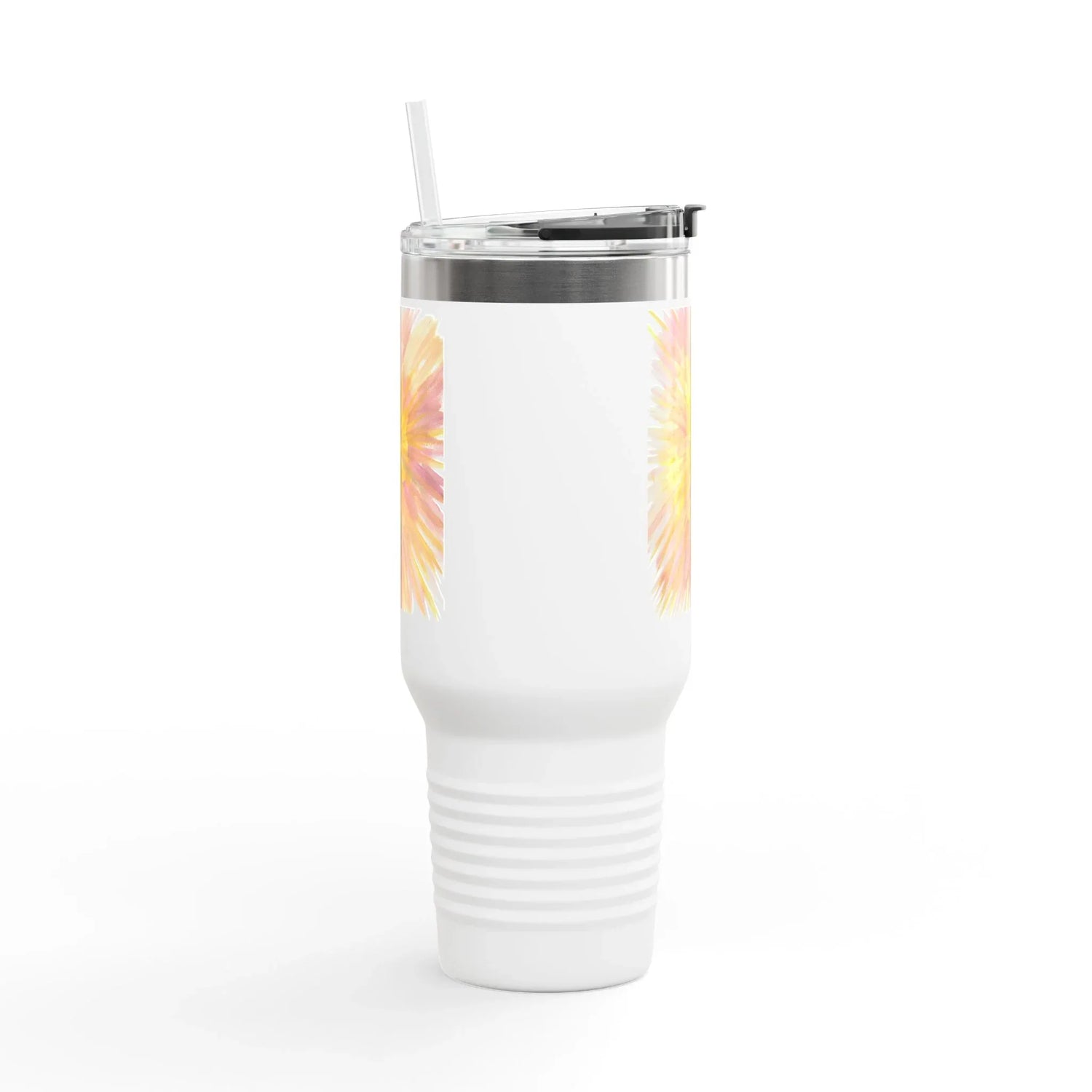 40oz Insulated Travel Mug – Solar Bloom Watercolor Design - Laure Leprince - Artiste Peintre